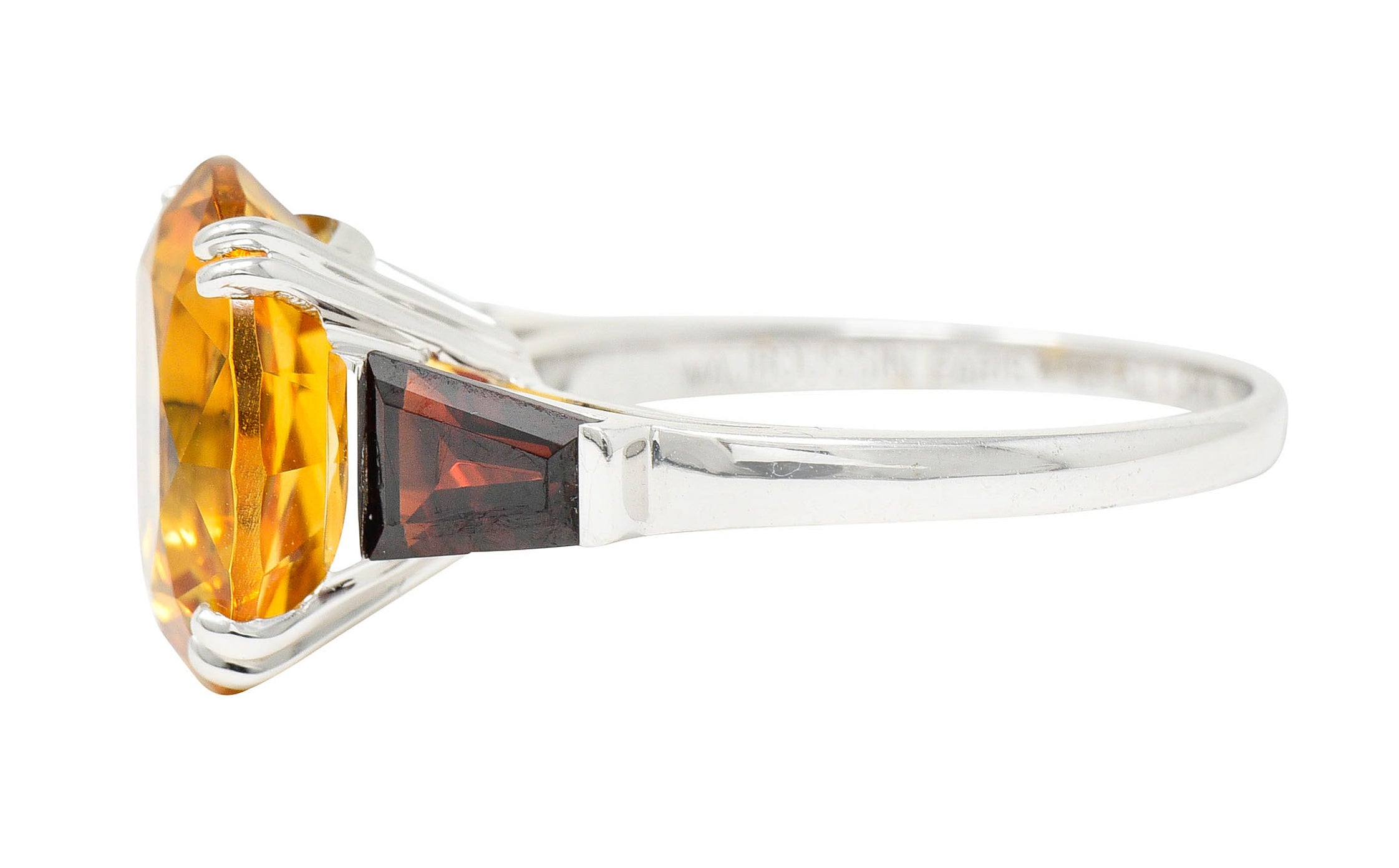 Mauboussin Paris Citrine Garnet 18 Karat White Gold Cocktail RingRing - Wilson's Estate Jewelry