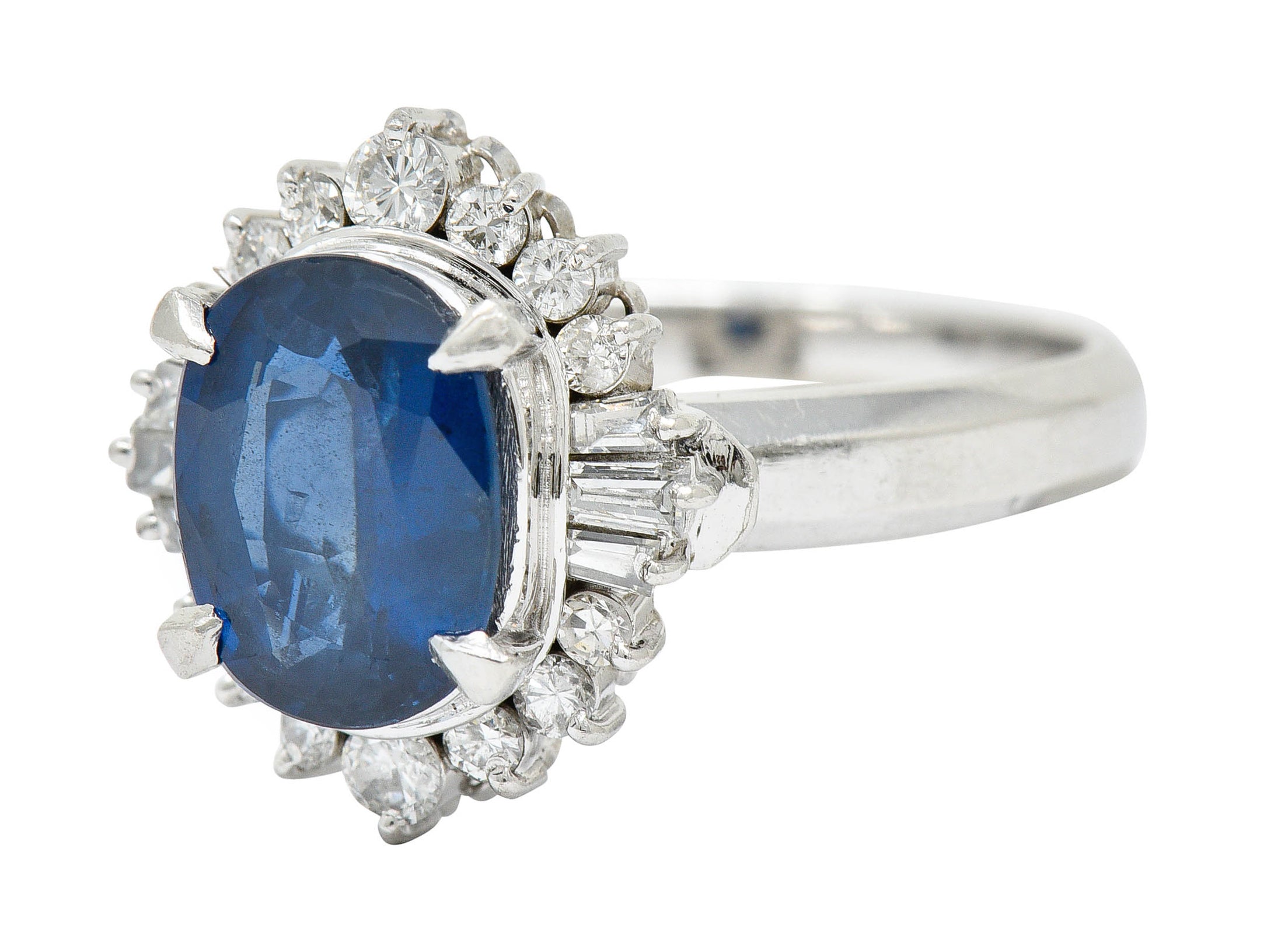 3.50 CTW Sapphire Diamond Platinum Cluster RingRing - Wilson's Estate Jewelry