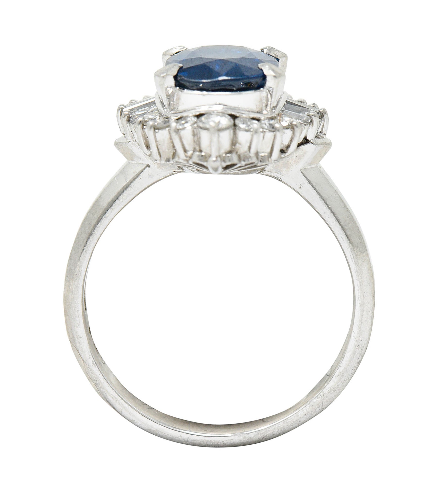 3.50 CTW Sapphire Diamond Platinum Cluster RingRing - Wilson's Estate Jewelry