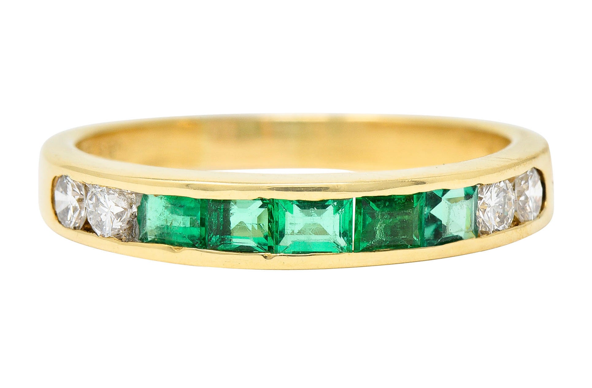 Vintage 0.55 CTW Emerald Diamond 18 Karat Gold Channel Band RingRing - Wilson's Estate Jewelry