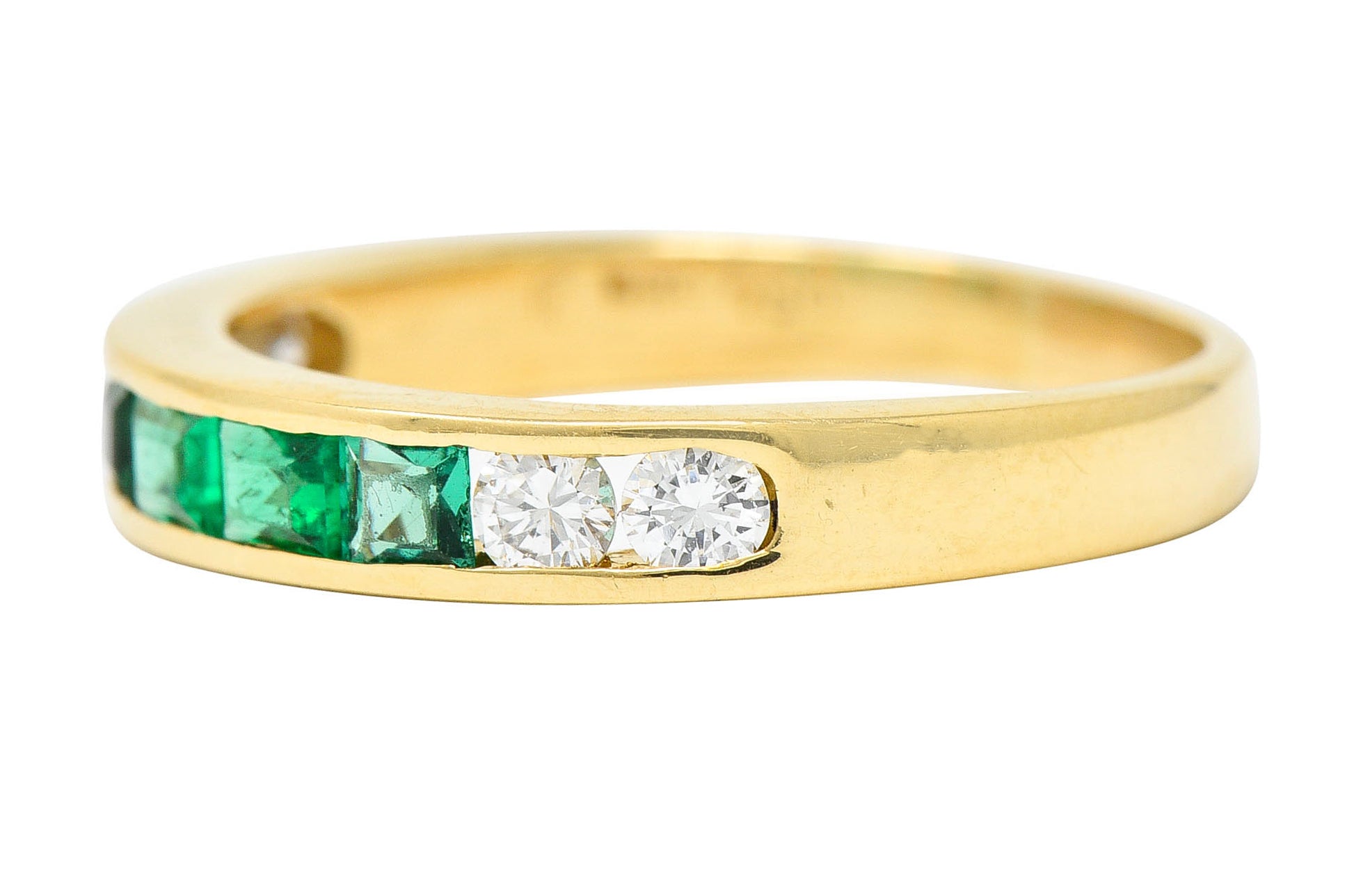 Vintage 0.55 CTW Emerald Diamond 18 Karat Gold Channel Band RingRing - Wilson's Estate Jewelry