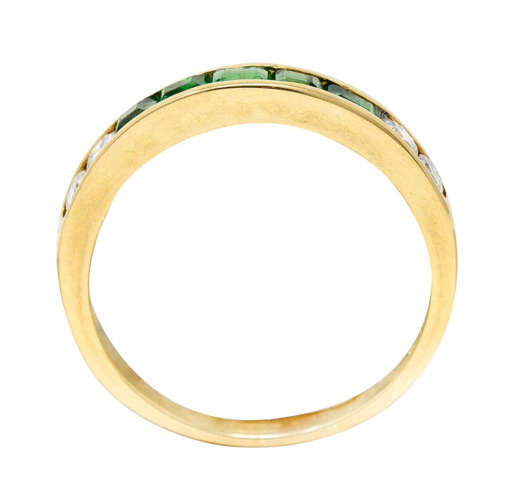 Vintage 0.55 CTW Emerald Diamond 18 Karat Gold Channel Band RingRing - Wilson's Estate Jewelry