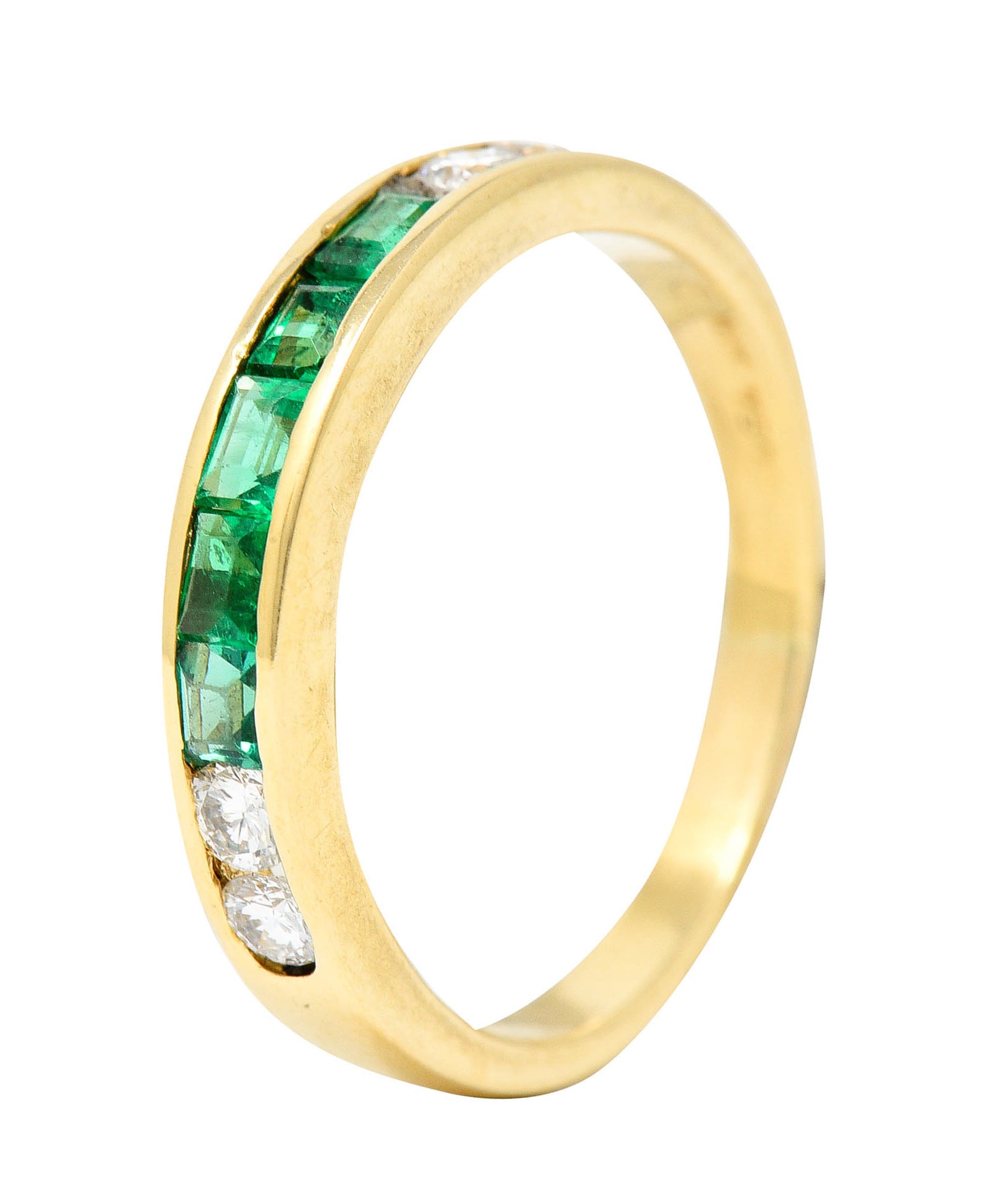 Vintage 0.55 CTW Emerald Diamond 18 Karat Gold Channel Band RingRing - Wilson's Estate Jewelry