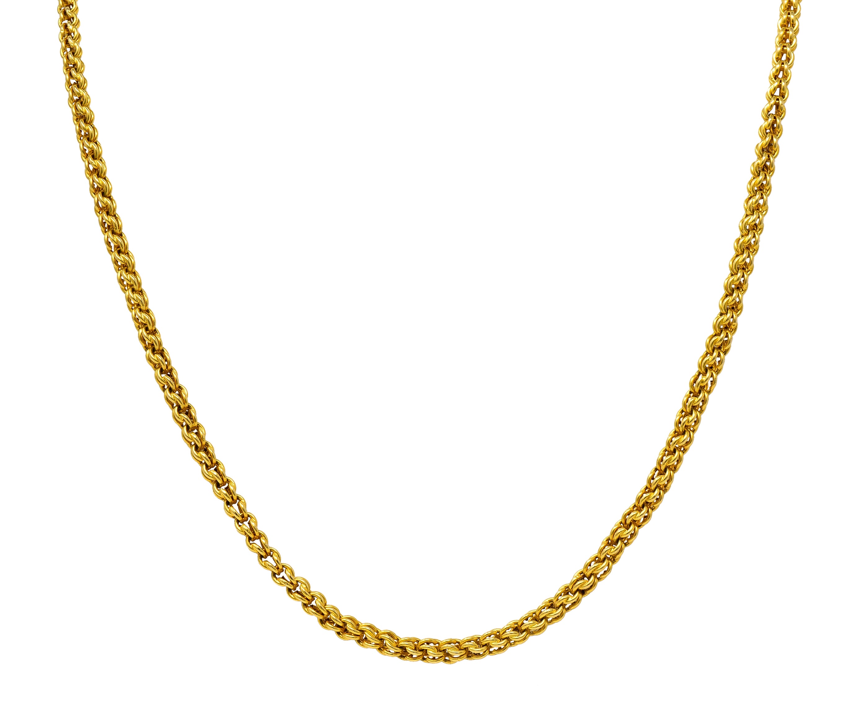 Victorian 18 Karat Yellow Gold Antique Wheat Chain Necklace Wilson's Estate Jewelry