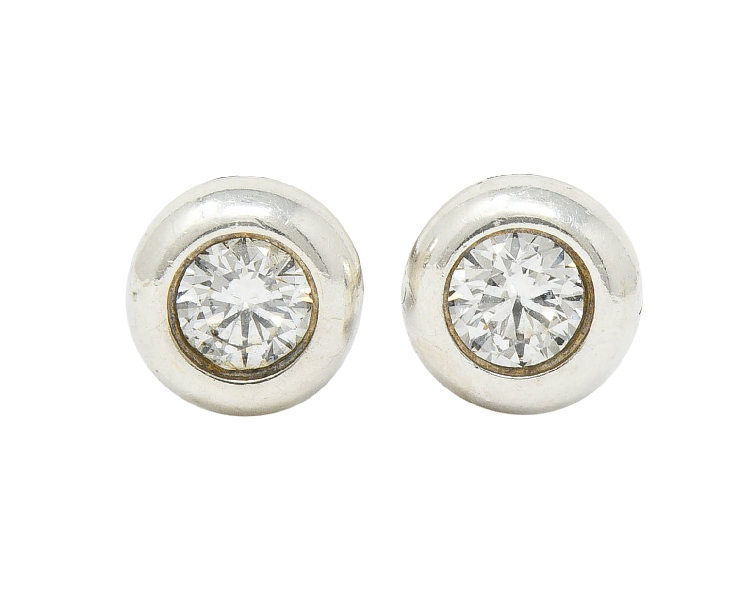 Elsa Peretti Tiffany & Co. Diamond Sterling Silver Bezel Stud EarringsEarrings - Wilson's Estate Jewelry