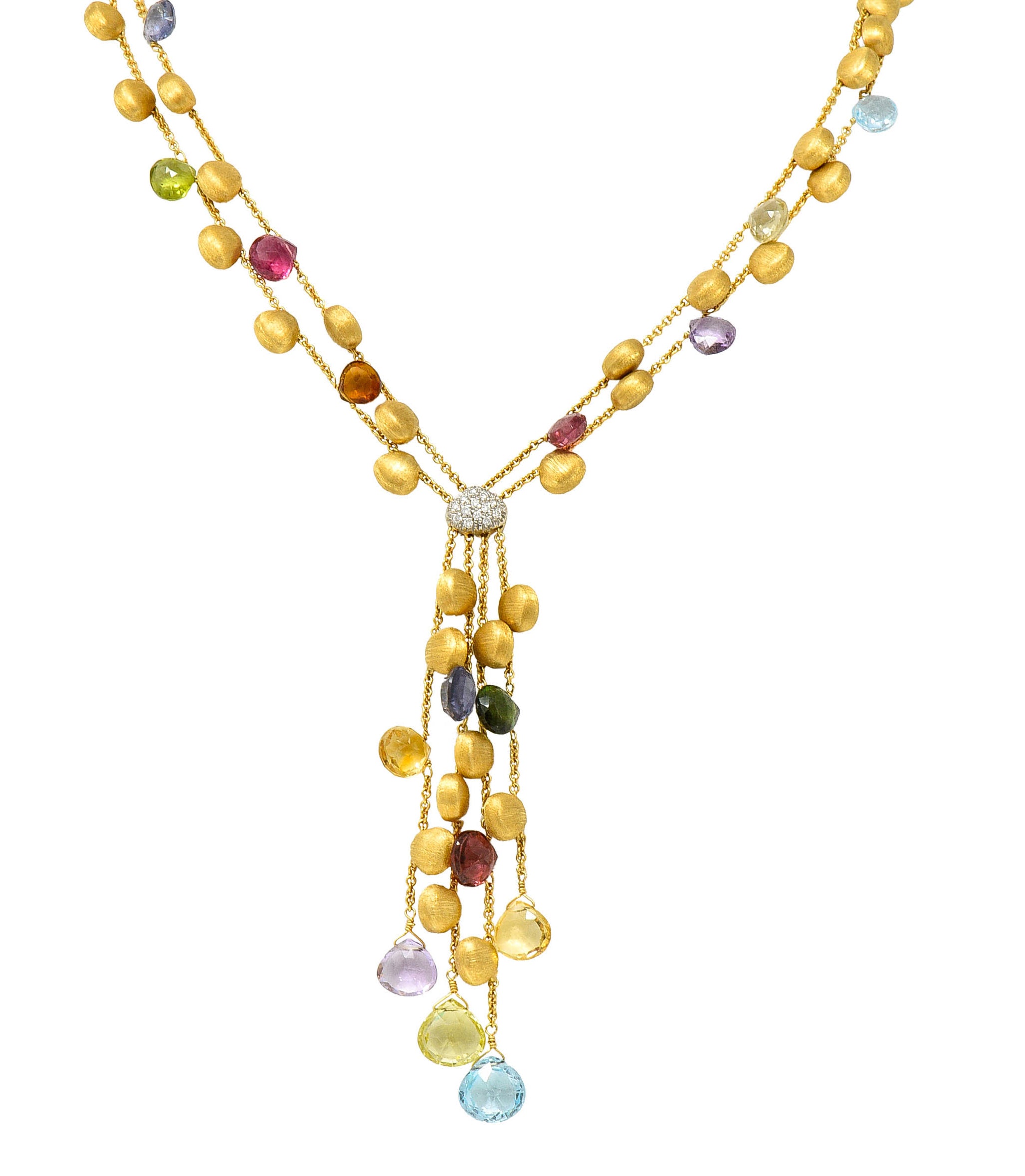 Marco Bicego Multi-Gem Diamond 18 Karat Gold Confetti Tassel NecklaceNecklace - Wilson's Estate Jewelry