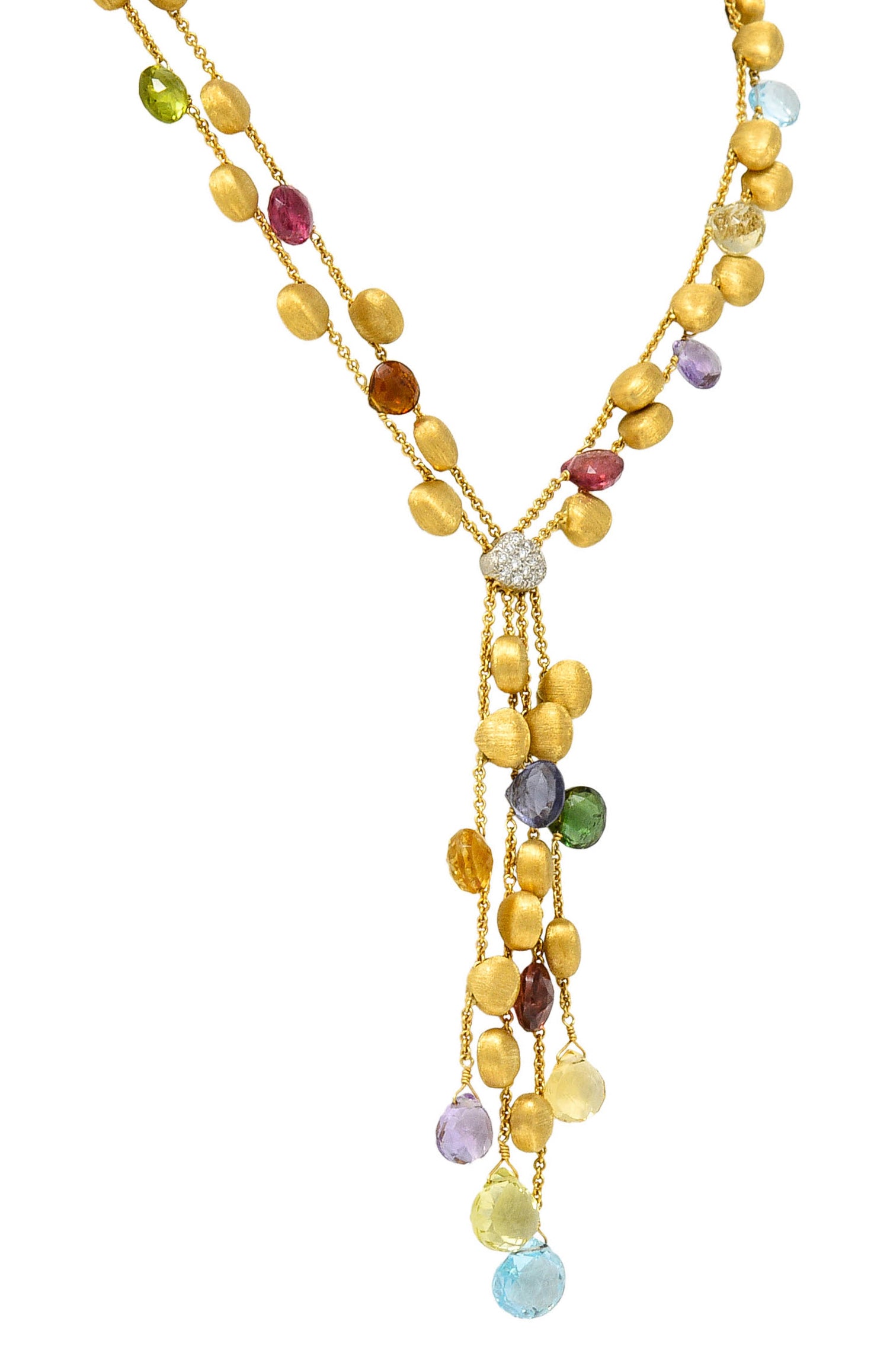 Marco Bicego Multi-Gem Diamond 18 Karat Gold Confetti Tassel NecklaceNecklace - Wilson's Estate Jewelry