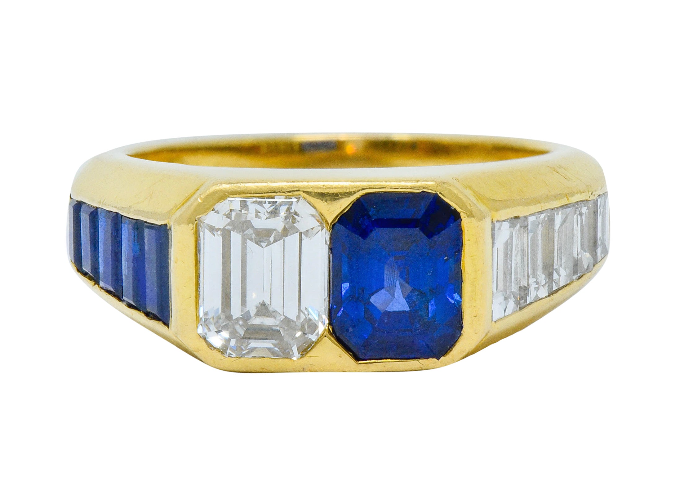 Van Cleef & Arpels 3.57 CTW Diamond Sapphire 18 Karat Gold French Unisex RingRing - Wilson's Estate Jewelry