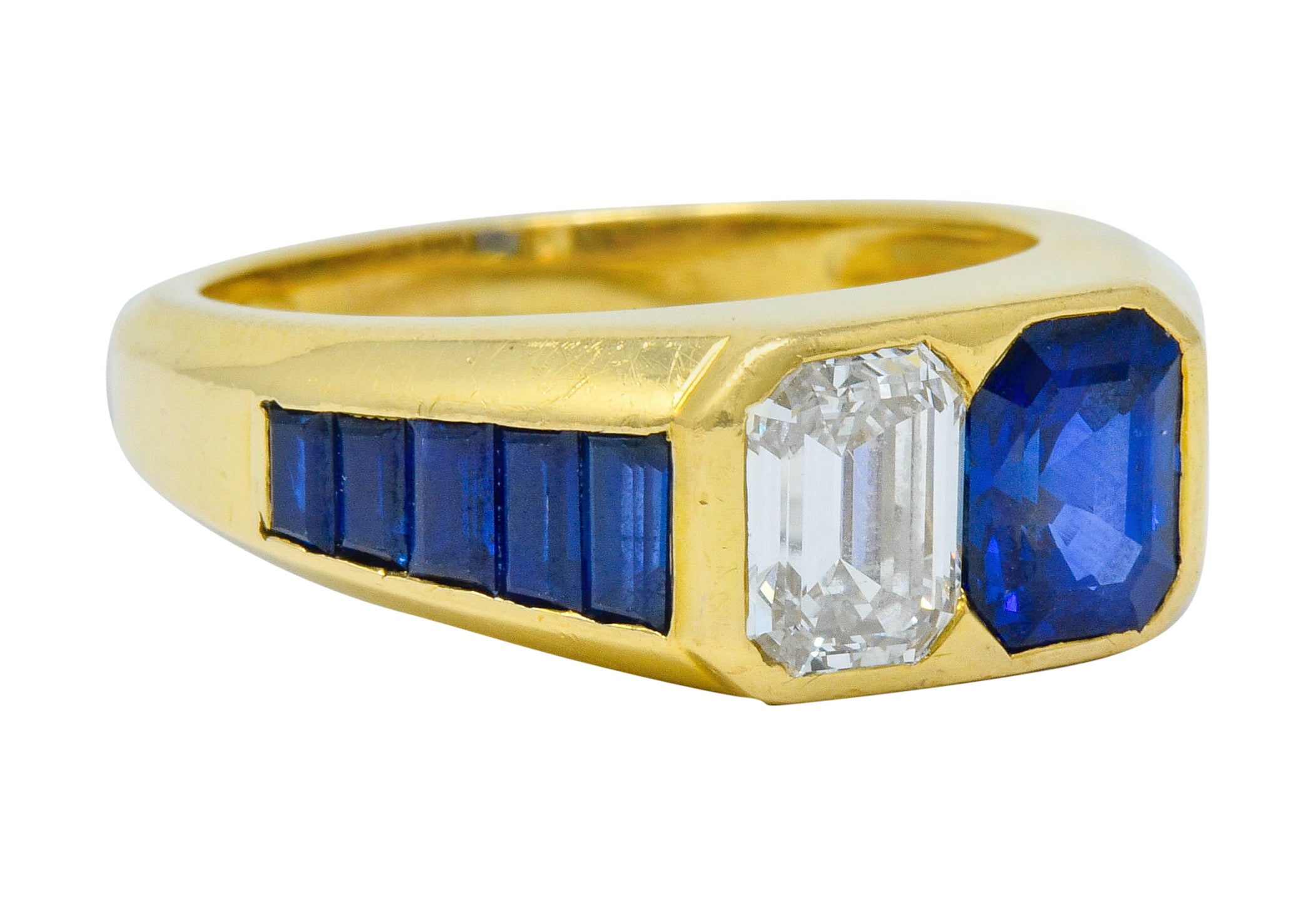 Van Cleef & Arpels 3.57 CTW Diamond Sapphire 18 Karat Gold French Unisex RingRing - Wilson's Estate Jewelry