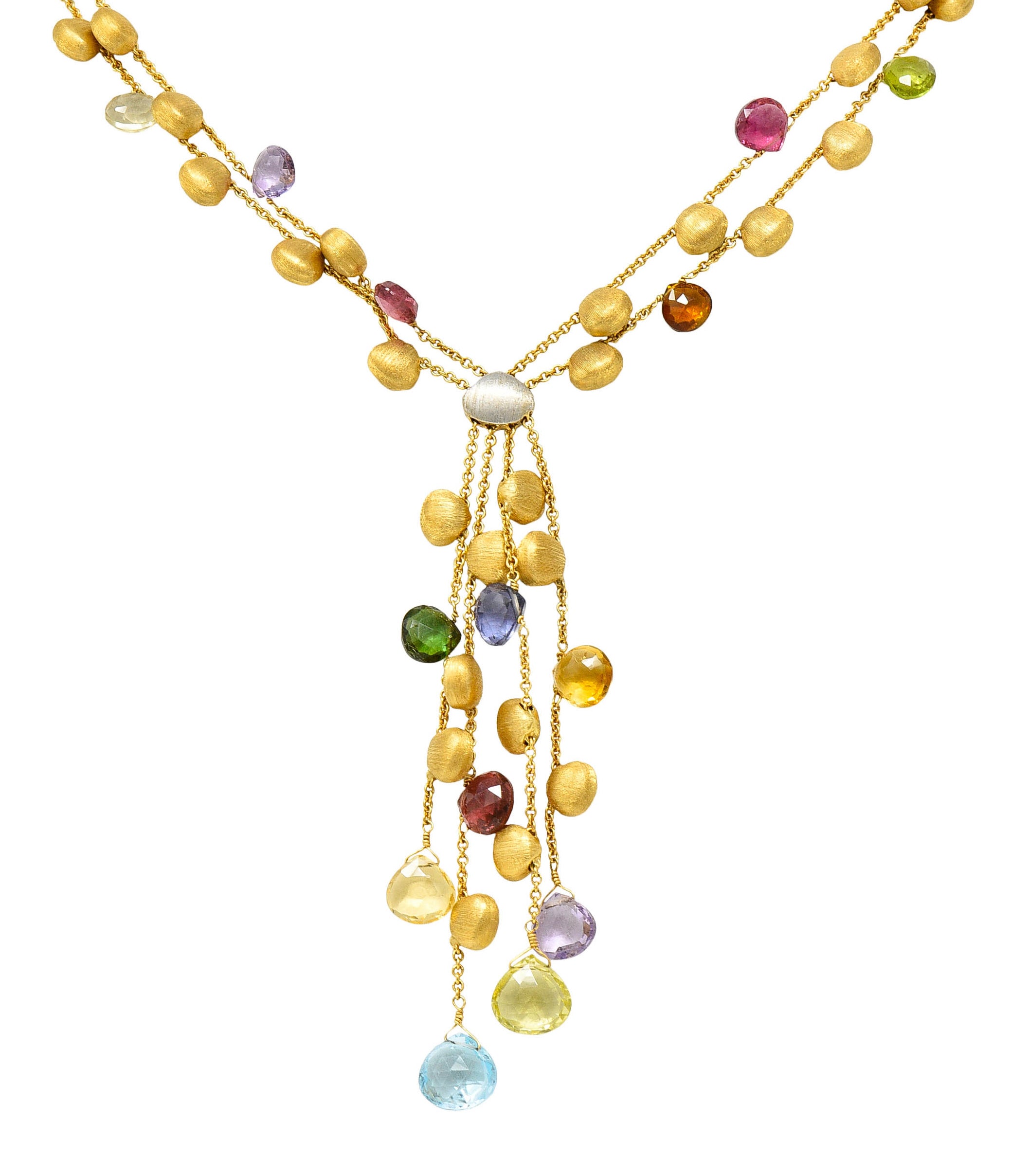 Marco Bicego Multi-Gem Diamond 18 Karat Gold Confetti Tassel NecklaceNecklace - Wilson's Estate Jewelry