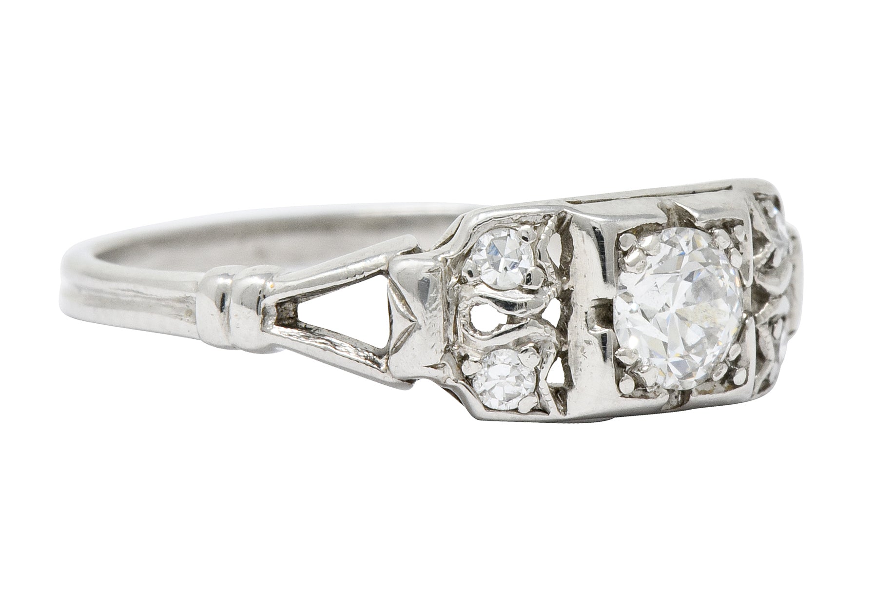 Katz & Ogush Art Deco Diamond Platinum Engagement Ring Circa 1930 - Wilson's Estate Jewelry