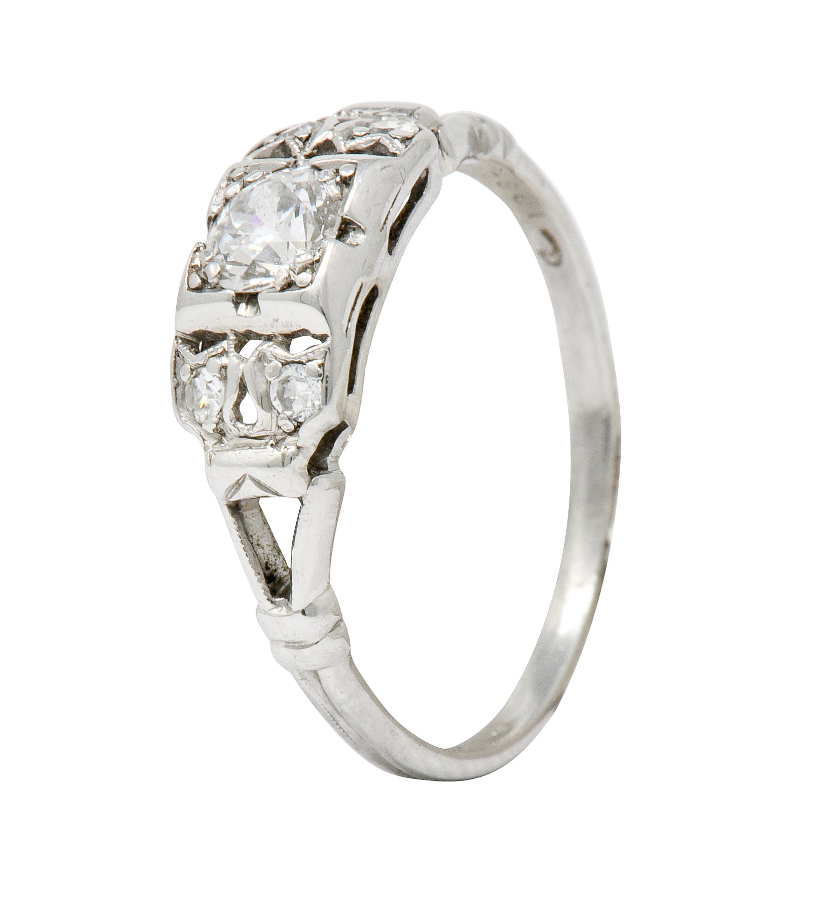 Katz & Ogush Art Deco Diamond Platinum Engagement Ring Circa 1930 - Wilson's Estate Jewelry