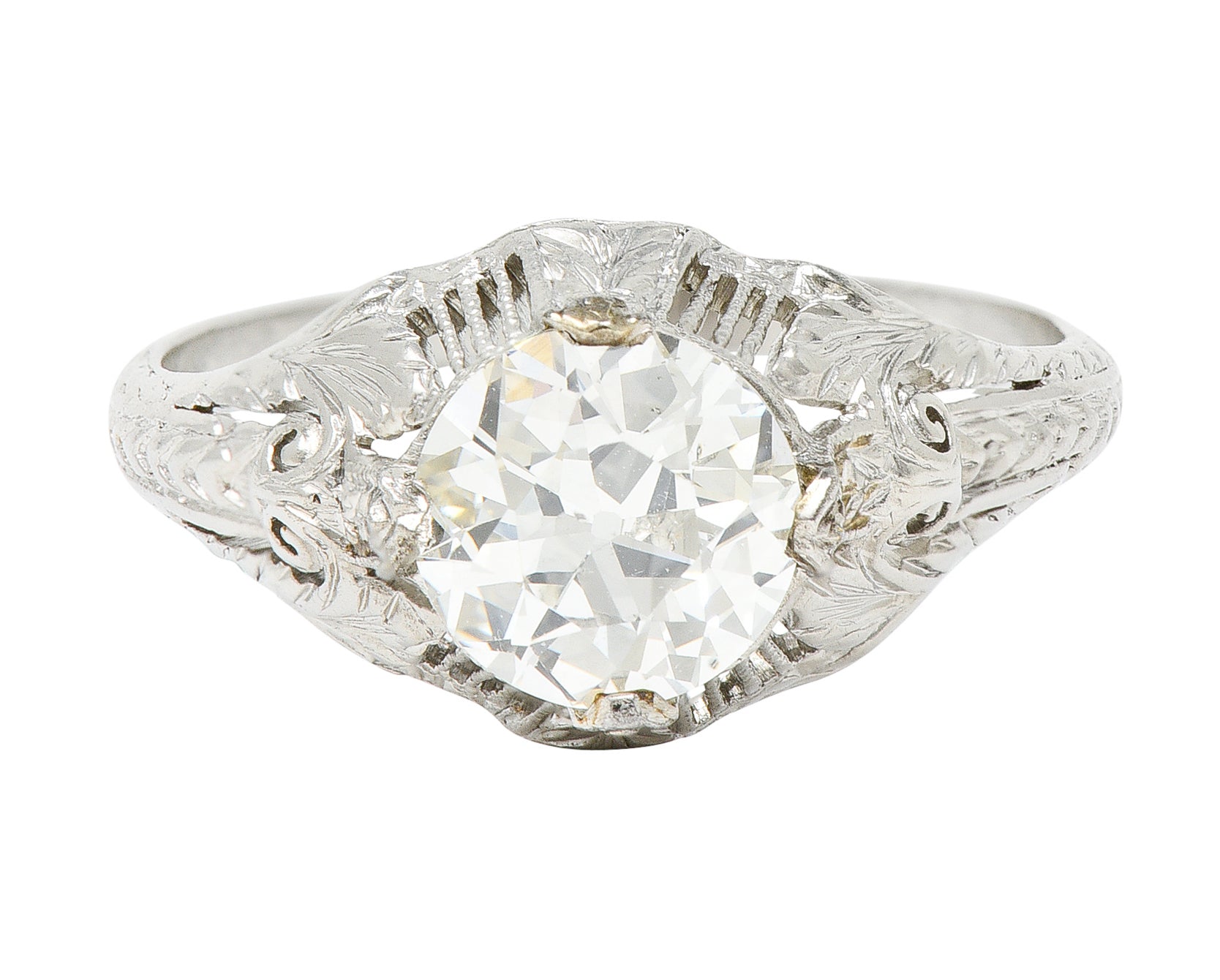 Late Edwardian 1.25 CTW Old European Cut Diamond Platinum Engagement Ring GIARing - Wilson's Estate Jewelry