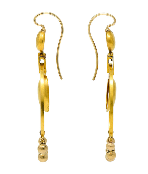 Large Victorian Etruscan Revival 18 Karat Gold Drop Statement EarringsEarrings - Wilson's Estate Jewelry