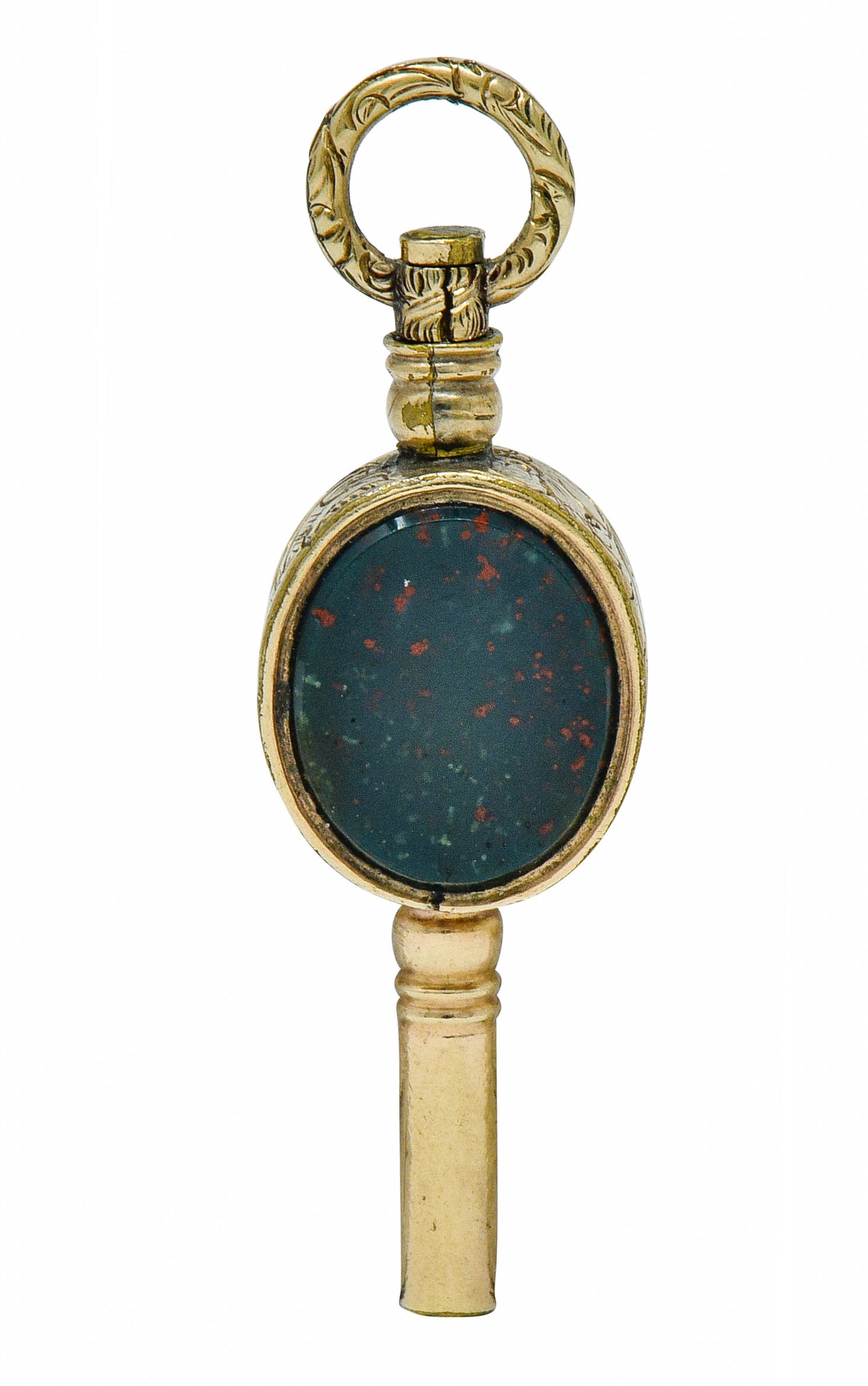 1850's Victorian Citrine Bloodstone Gold Watch Key Fob Pendant Charmcharm - Wilson's Estate Jewelry