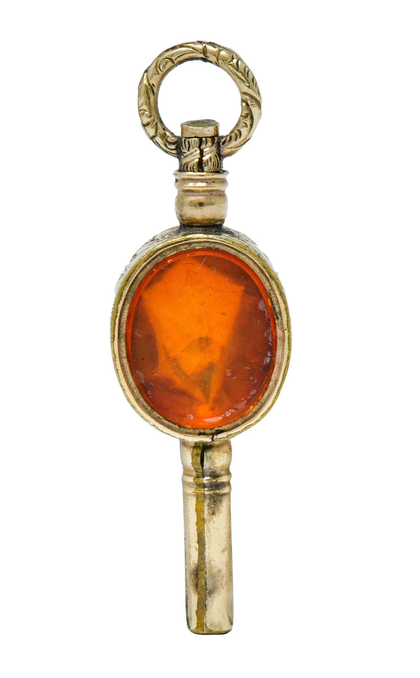 1850's Victorian Citrine Bloodstone Gold Watch Key Fob Pendant Charmcharm - Wilson's Estate Jewelry