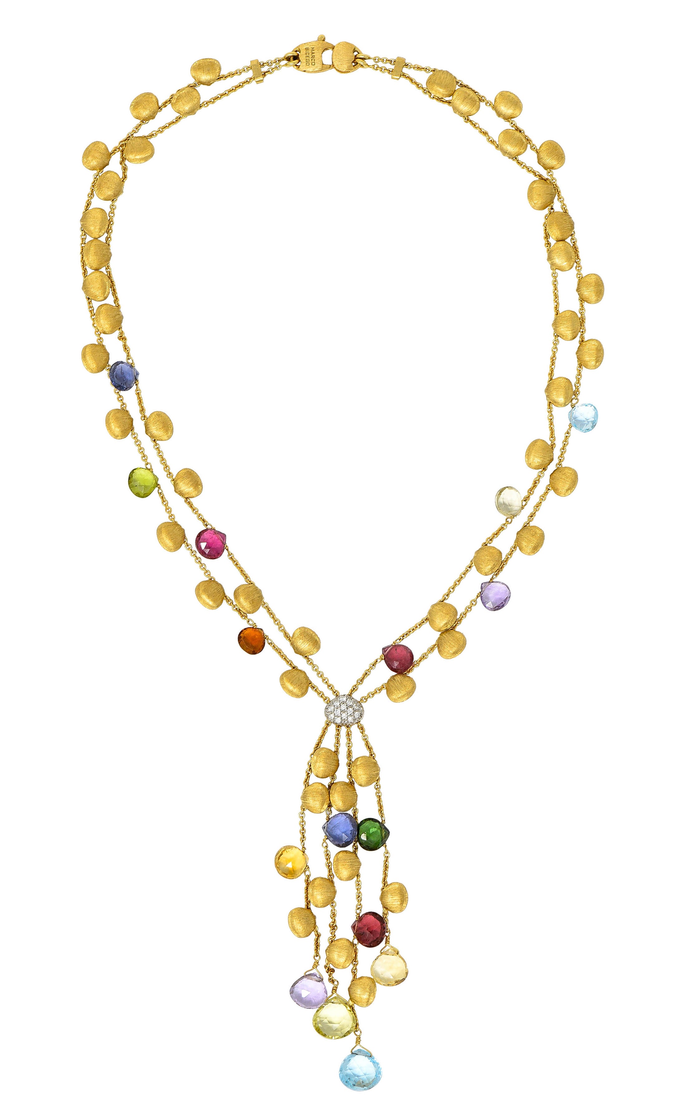 Marco Bicego Multi-Gem Diamond 18 Karat Gold Confetti Tassel NecklaceNecklace - Wilson's Estate Jewelry