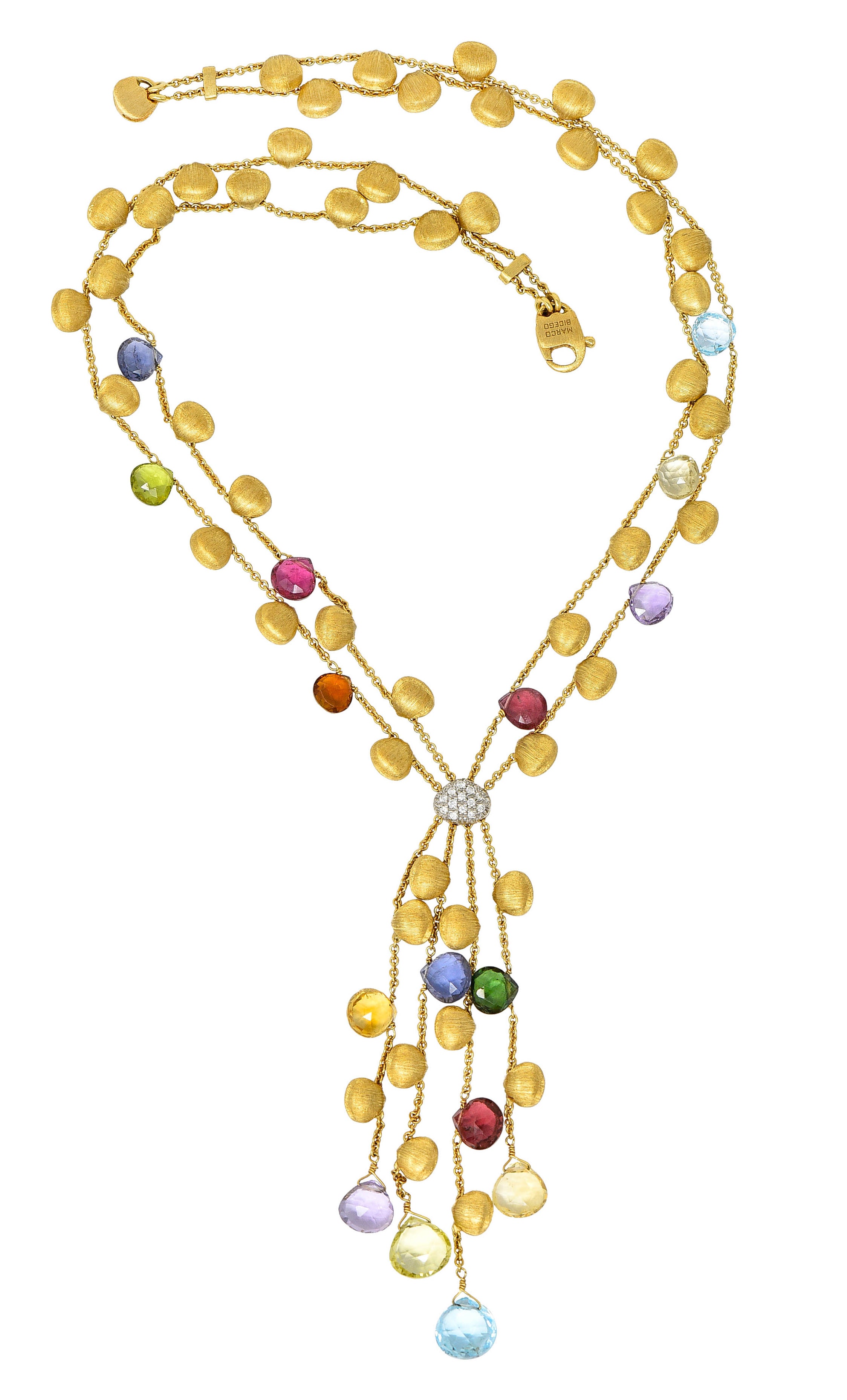 Marco Bicego Multi-Gem Diamond 18 Karat Gold Confetti Tassel NecklaceNecklace - Wilson's Estate Jewelry