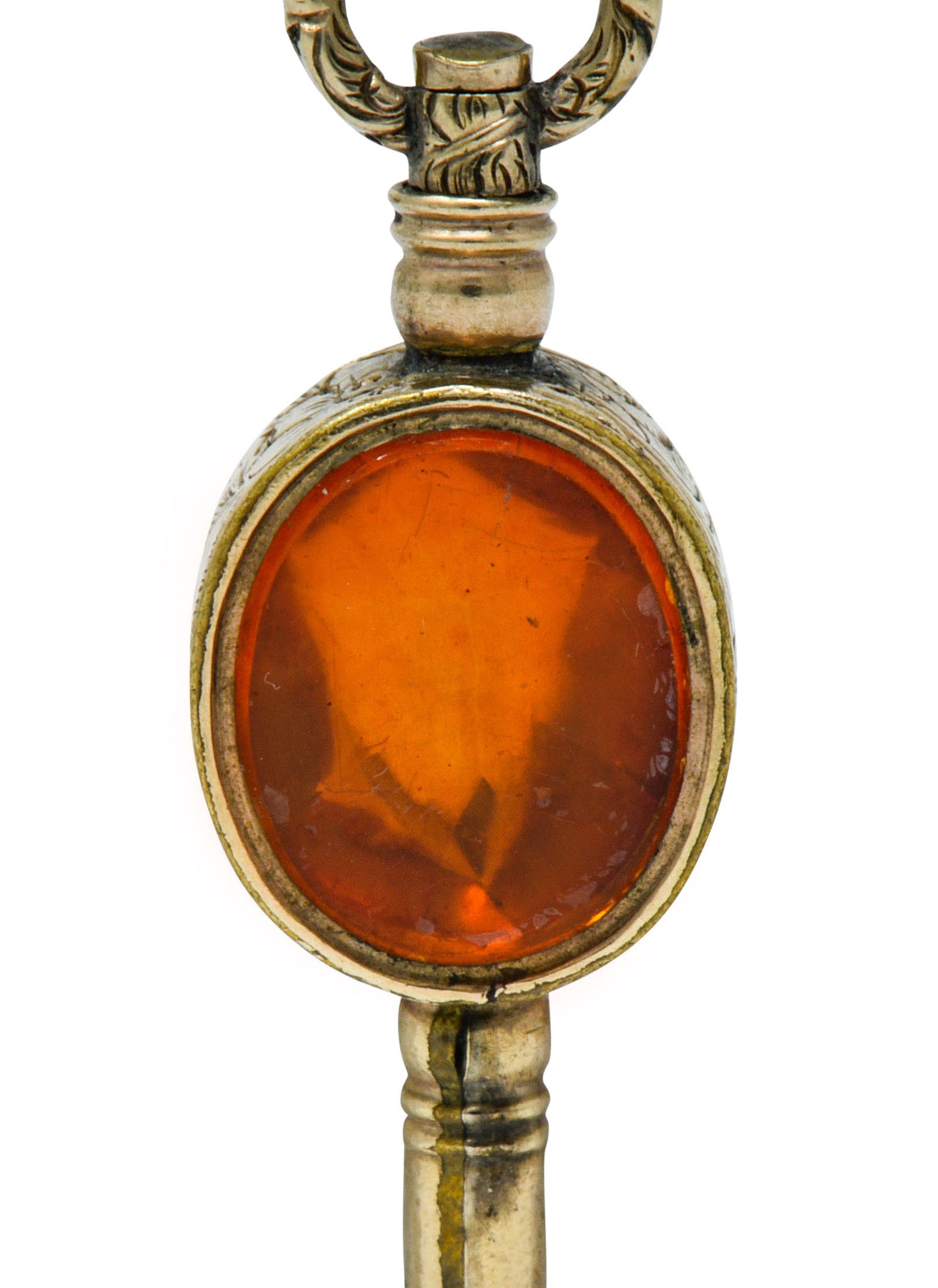 1850's Victorian Citrine Bloodstone Gold Watch Key Fob Pendant Charmcharm - Wilson's Estate Jewelry