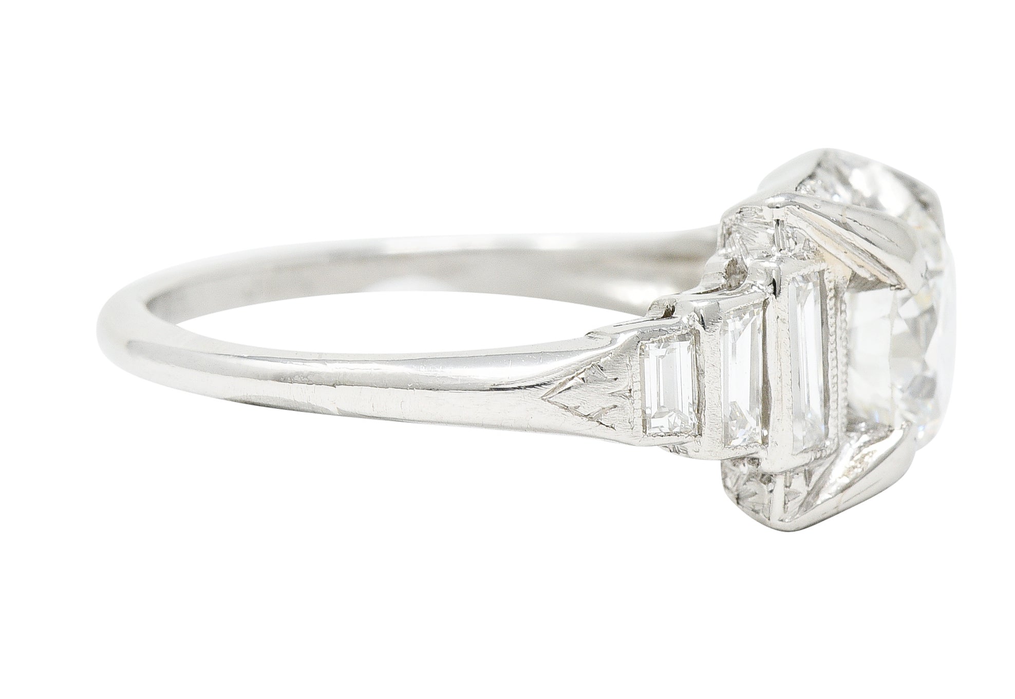 Art Deco 2.29 CTW Diamond Platinum Tiered Engagement Ring GIARing - Wilson's Estate Jewelry