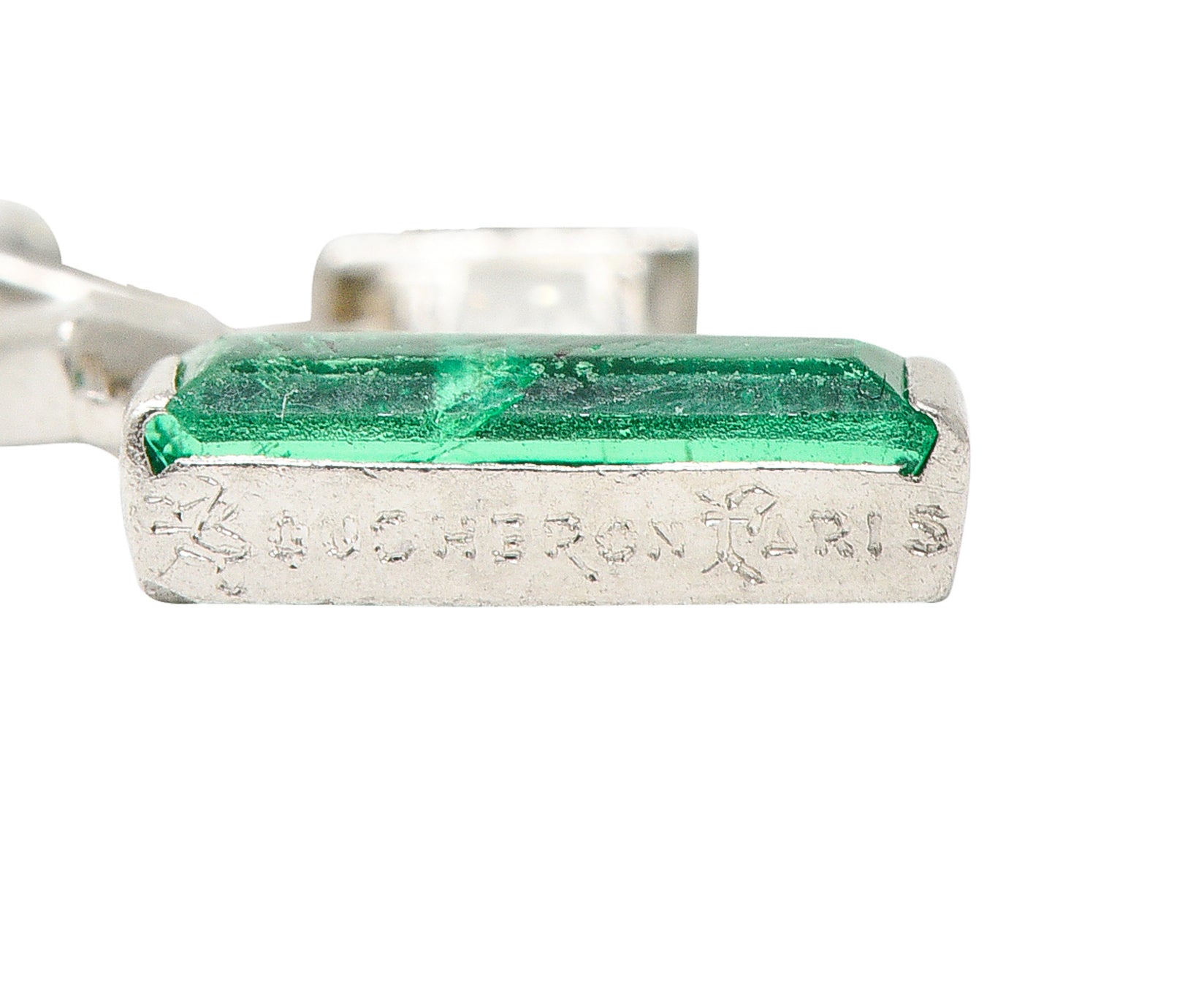 Boucheron Paris Art Deco Diamond Emerald Platinum Lighthouse Charm Wilson's Estate Jewelry