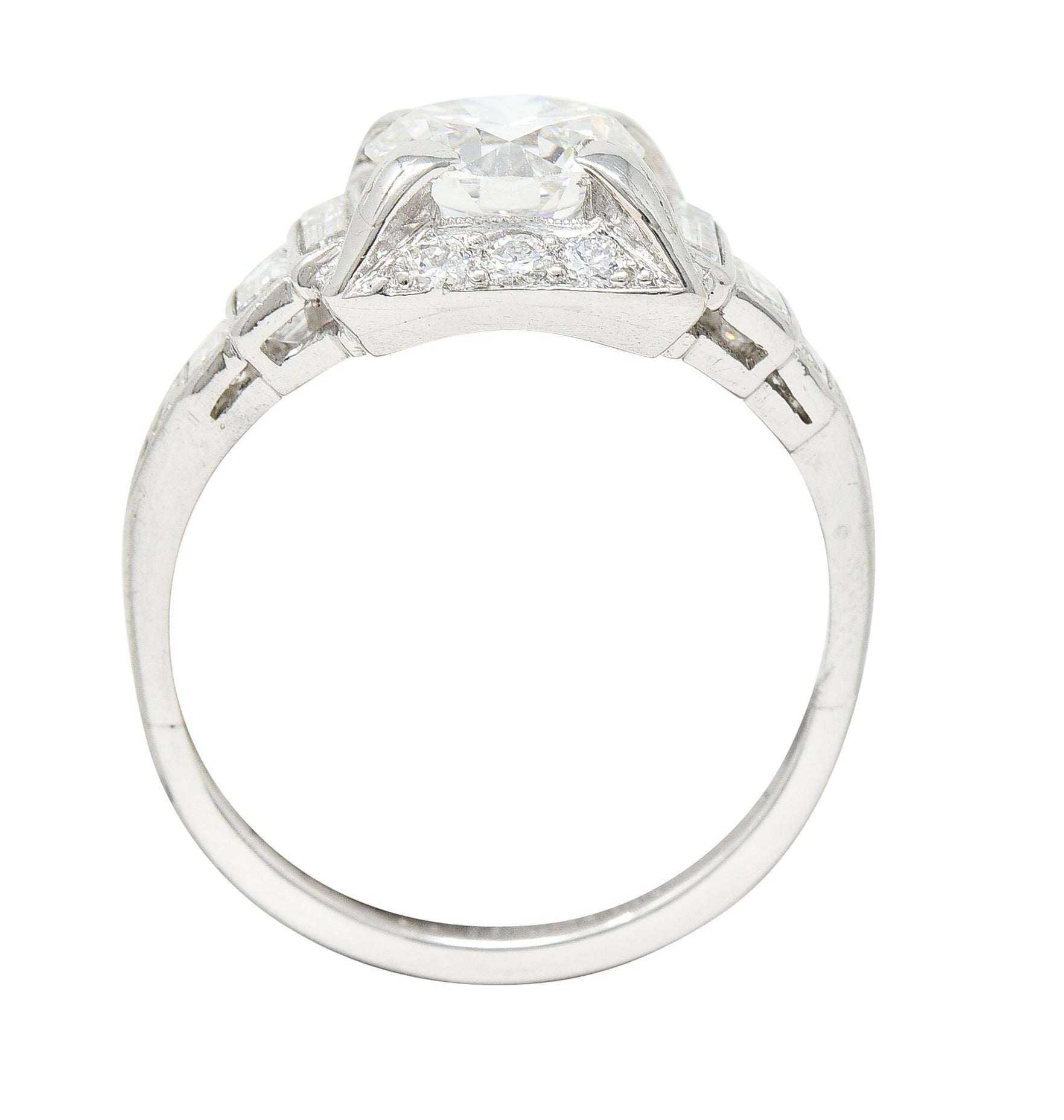 Art Deco 2.29 CTW Diamond Platinum Tiered Engagement Ring GIARing - Wilson's Estate Jewelry