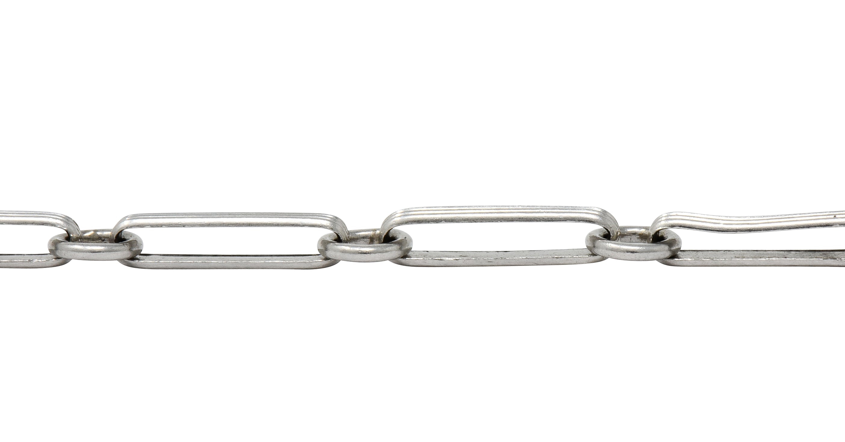 Sleek Art Deco Platinum Bar Link Charm Bracelet - Wilson's Estate Jewelry