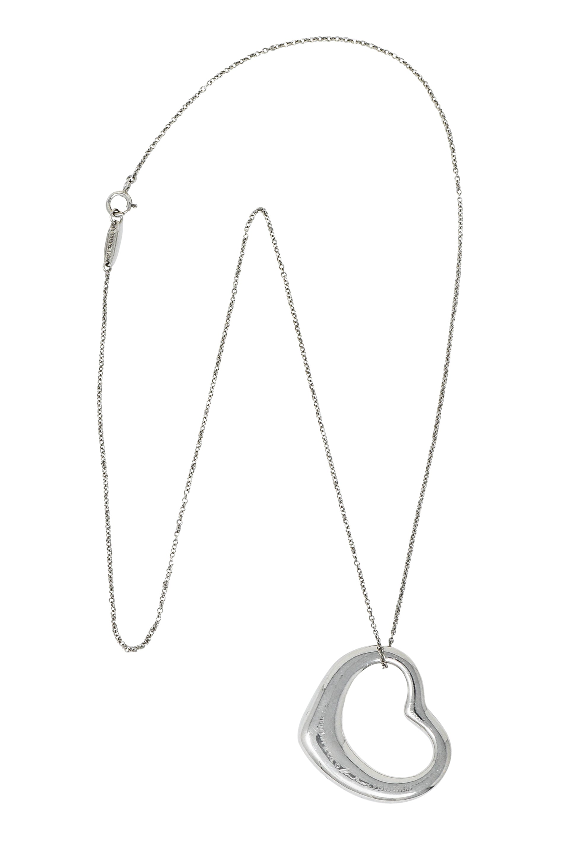 Elsa Peretti Tiffany & Co. 3.00 CTW Diamond Platinum 28MM Open Heart Pendant NecklaceNecklace - Wilson's Estate Jewelry