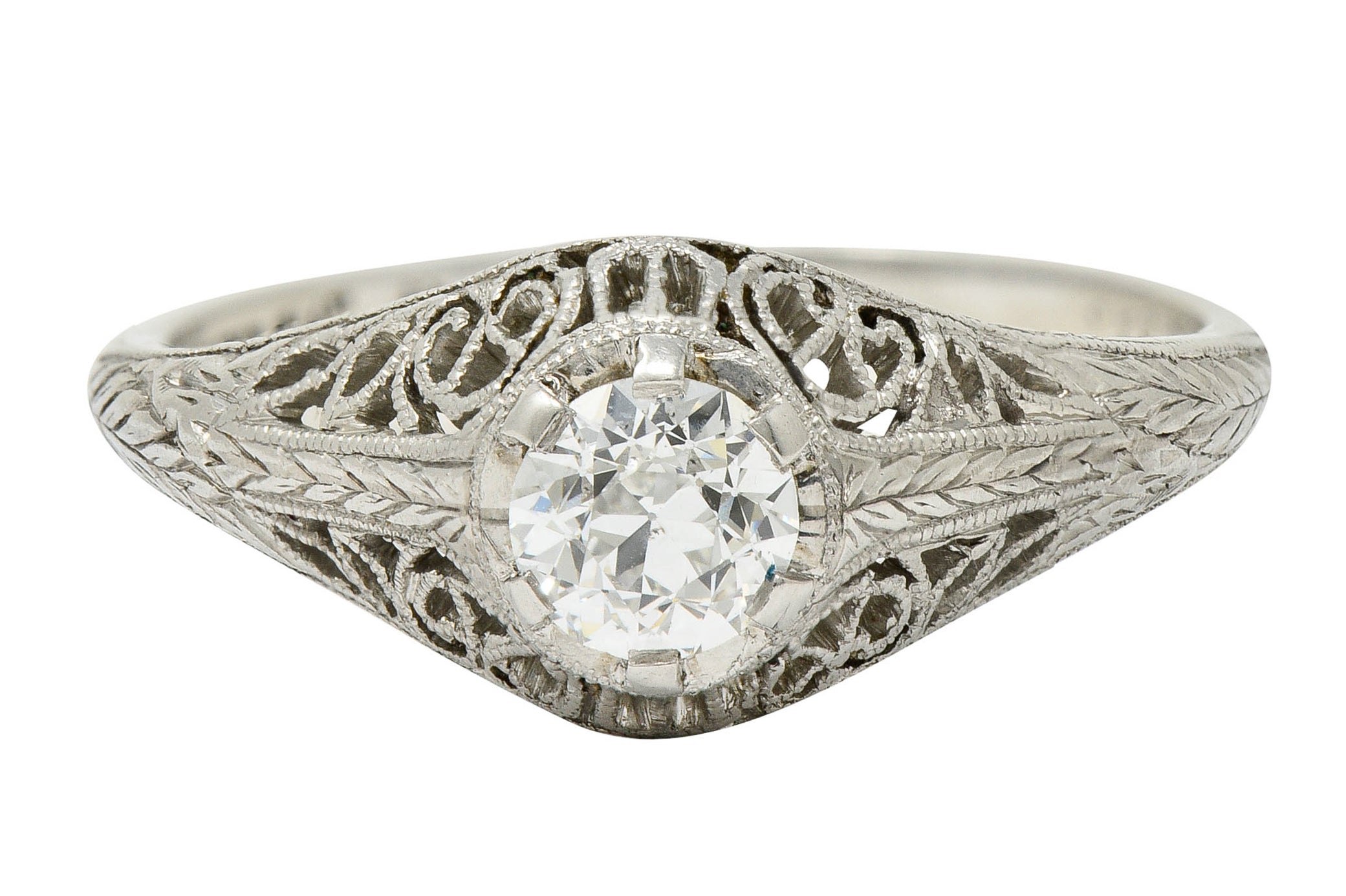 W.W. Fulmer & Co. 0.35 CTW Diamond Platinum Filigree Engagement RingRing - Wilson's Estate Jewelry