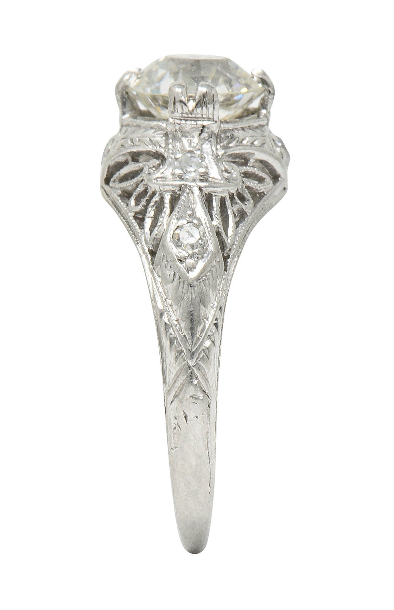 Edwardian 1.04 CTW Diamond Platinum Engagement Ring GIARing - Wilson's Estate Jewelry