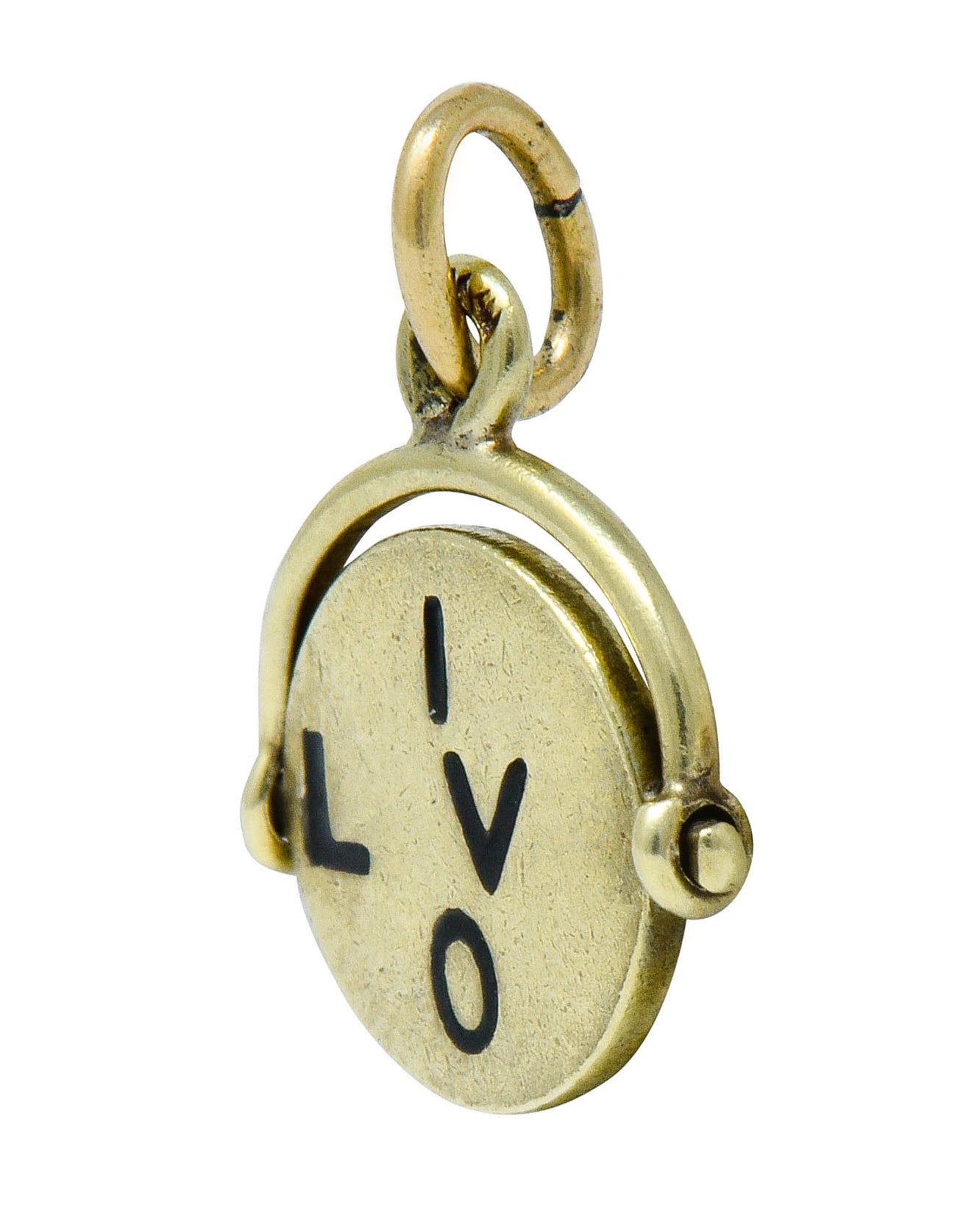 Sloan & Co. Retro 14 Karat Gold Thaumatrope I Love You Charmcharm - Wilson's Estate Jewelry