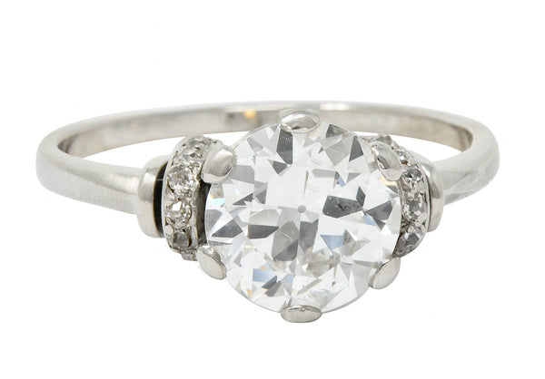 Retro 2.20 CTW Diamond Platinum Engagement Ring GIARing - Wilson's Estate Jewelry