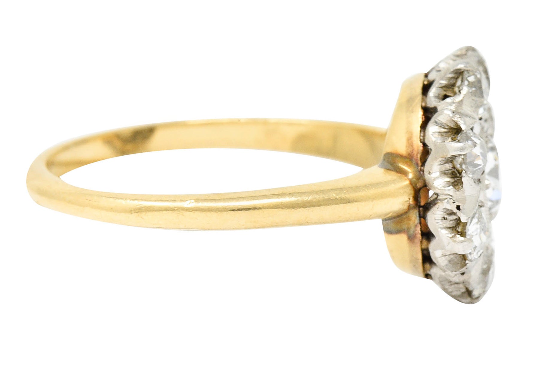 1920's Art Deco 0.80 CTW Diamond Platinum-Topped 14 Karat Gold Cluster RingRing - Wilson's Estate Jewelry