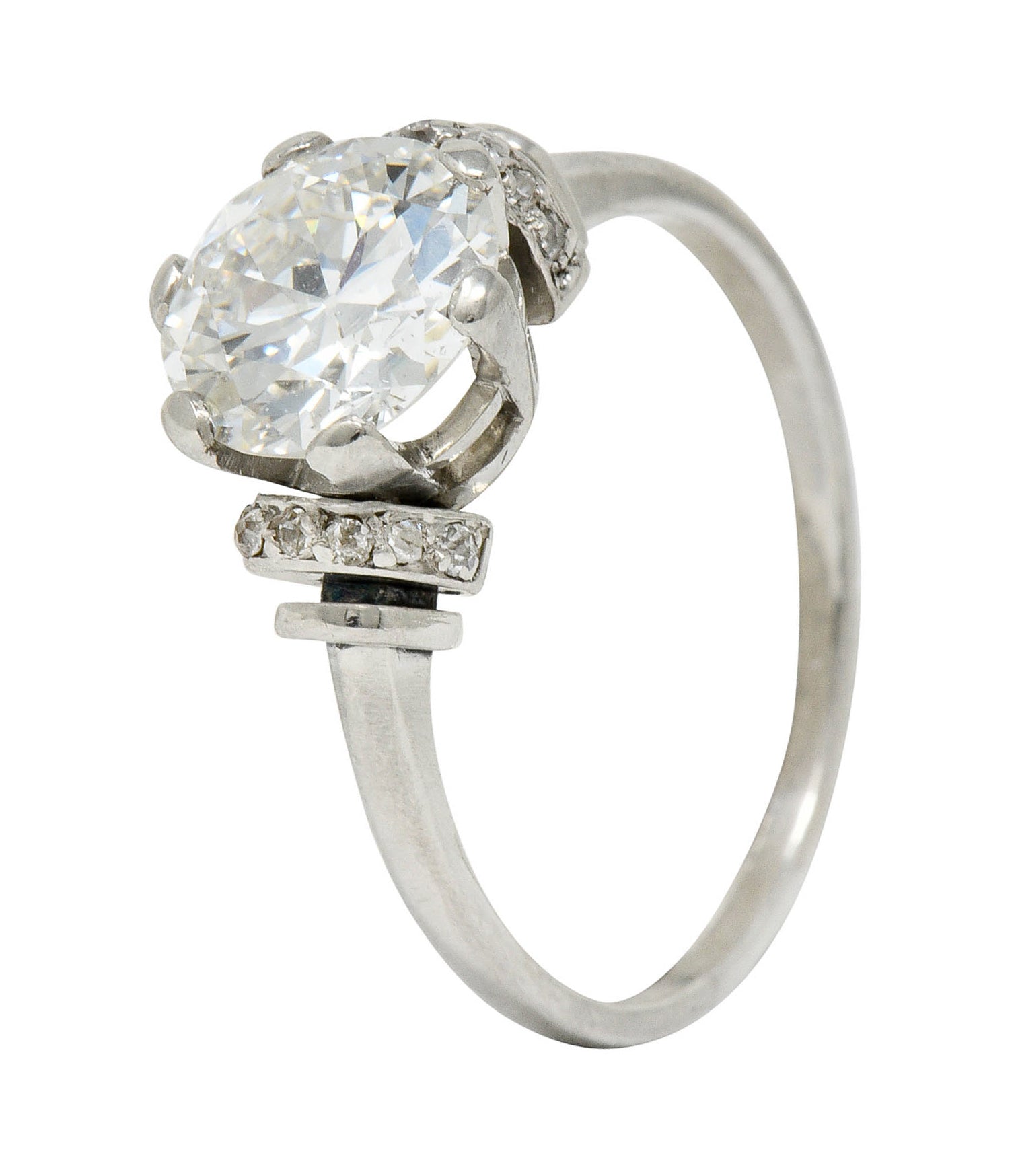 Retro 2.20 CTW Diamond Platinum Engagement Ring GIARing - Wilson's Estate Jewelry