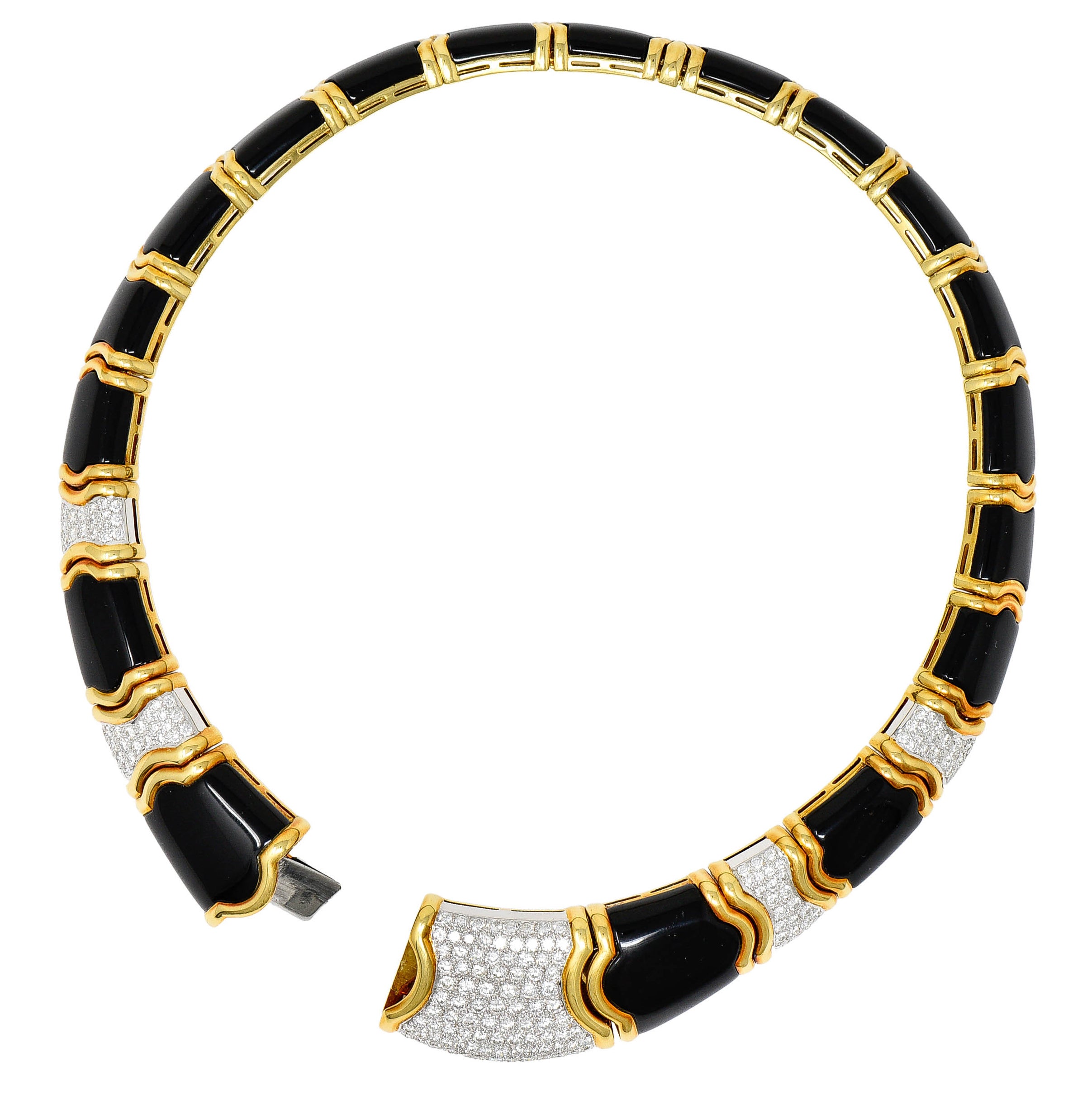 Vintage Onyx 9.60 CTW Pave Diamond 18 Karat Gold Collar NecklaceNecklace - Wilson's Estate Jewelry