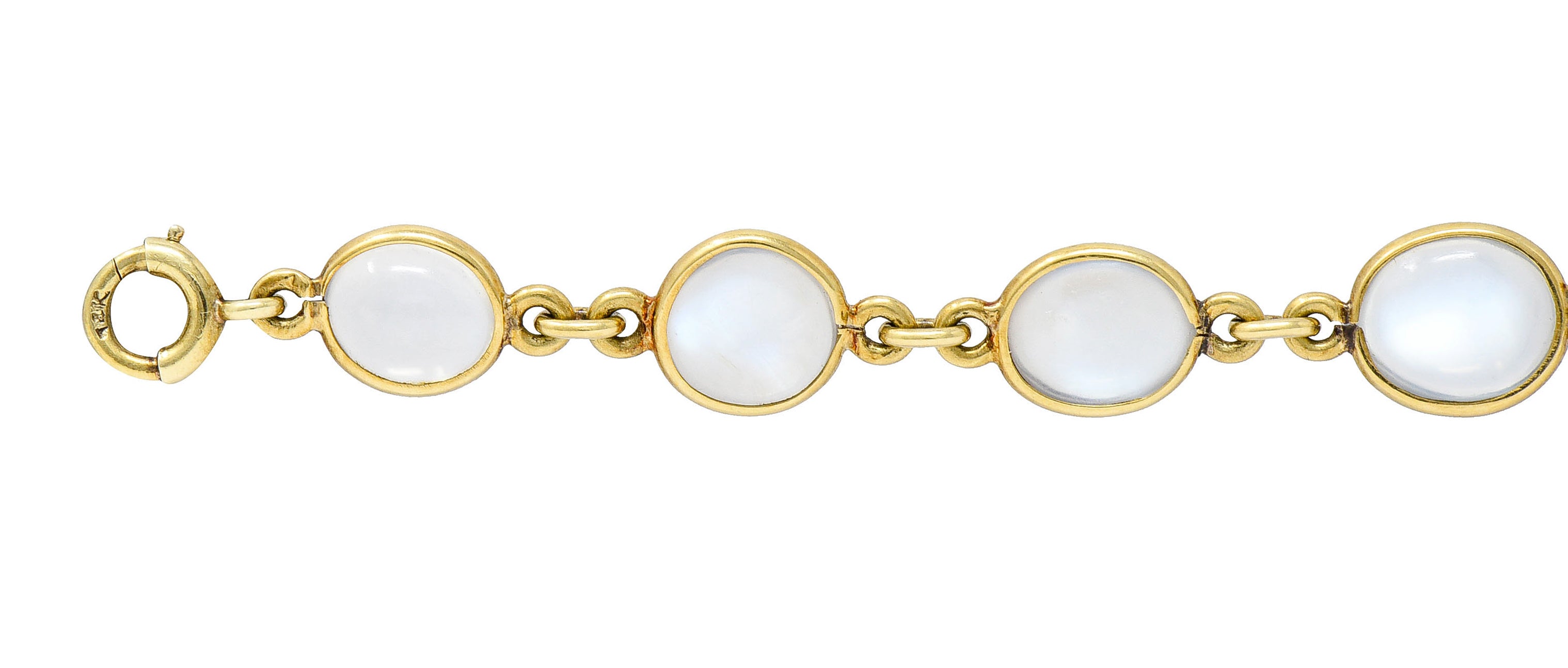 1940's Retro Moonstone 14 Karat Gold Link Braceletbracelet - Wilson's Estate Jewelry