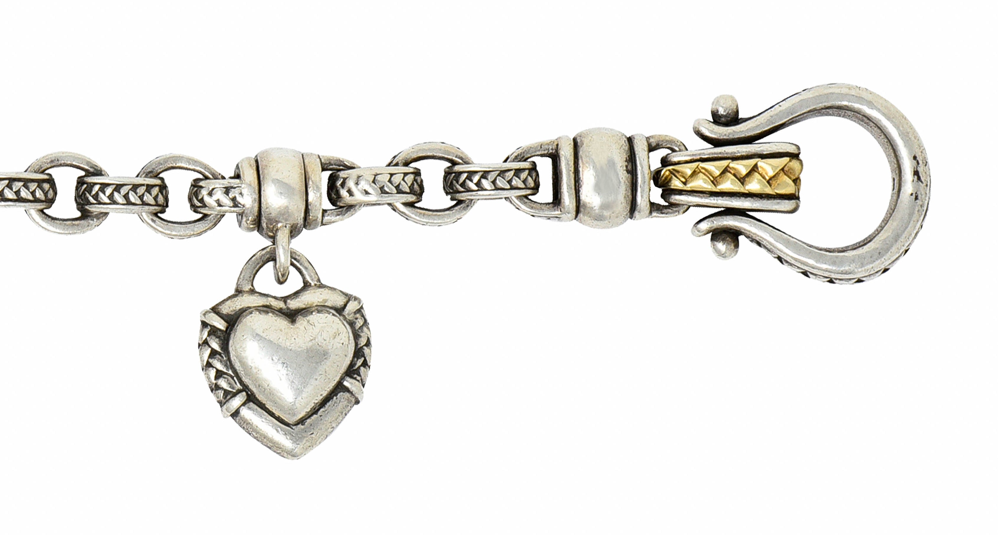 Scott Kay Sterling Silver 18 Karat Gold Heart Charm Braceletbracelet - Wilson's Estate Jewelry