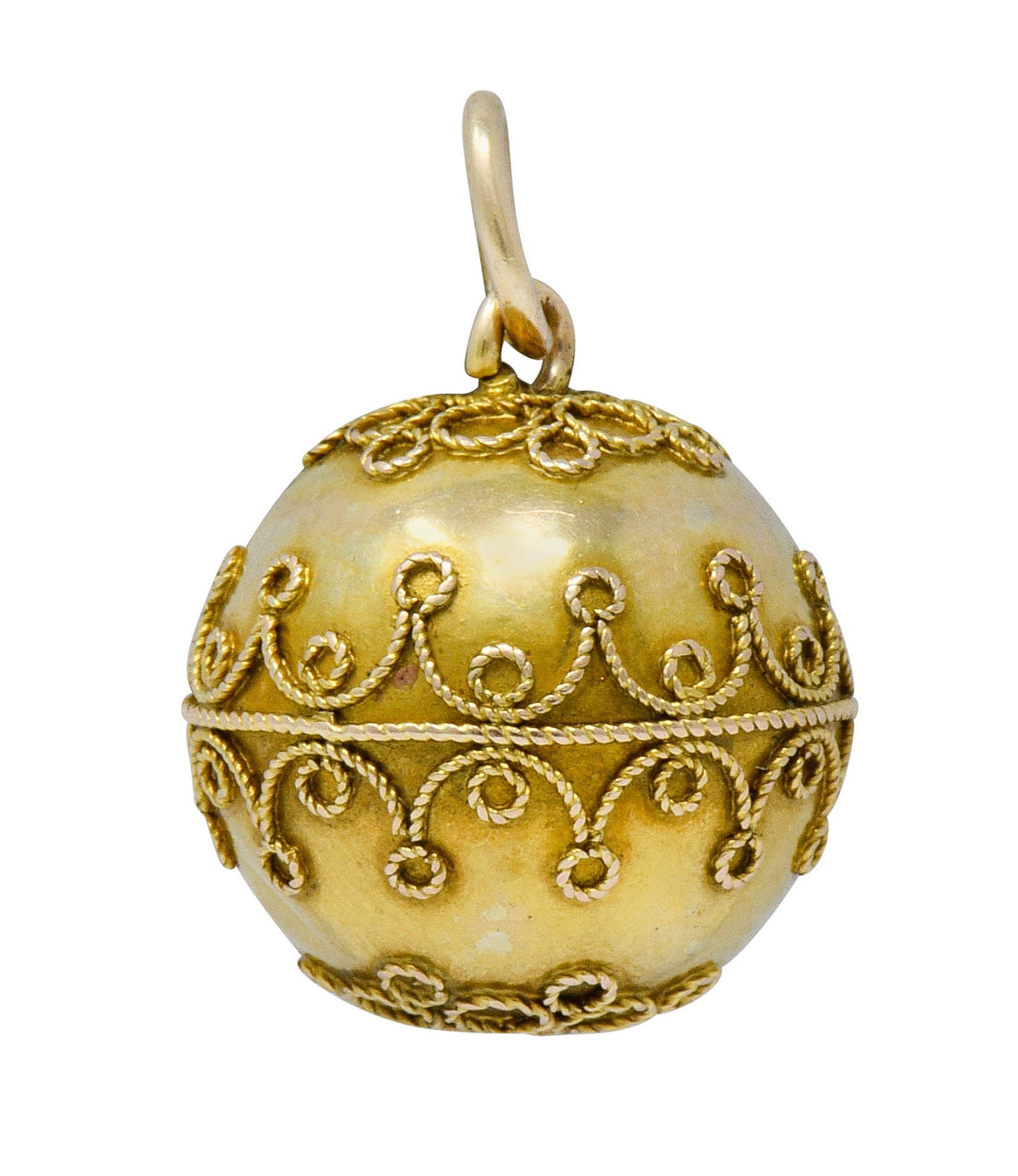 Victorian 14 Karat Gold Decorous Ball Charm Circa 1880scharm - Wilson's Estate Jewelry