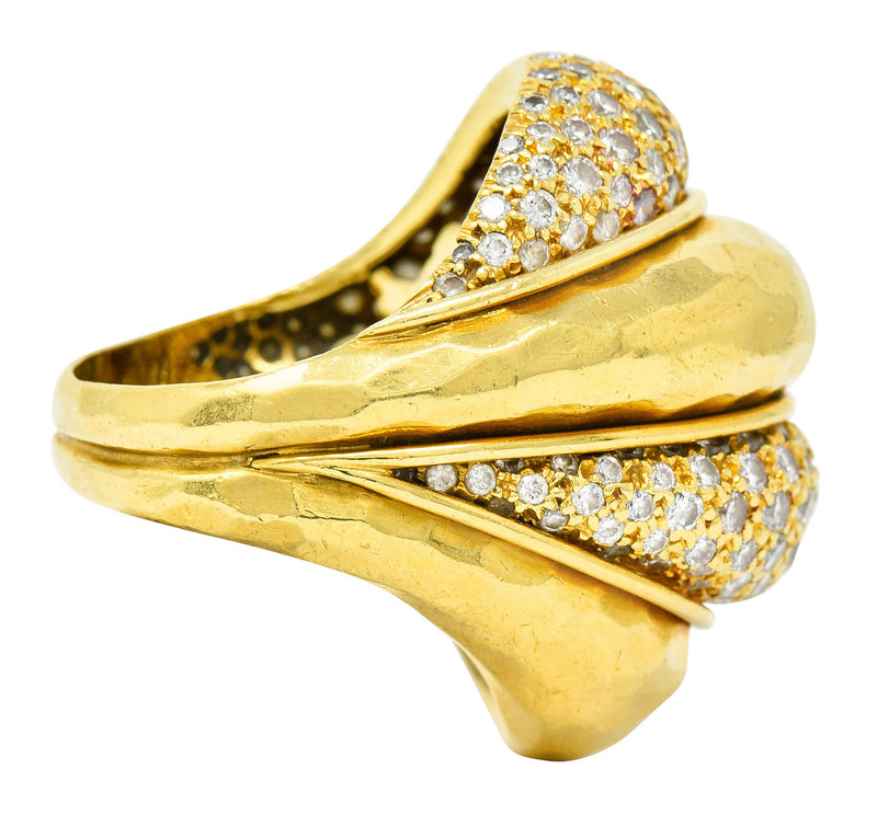 Henry Dunay 3.50 CTW Pave Diamond 18 Karat Gold Cynnabar Statement Ring ...