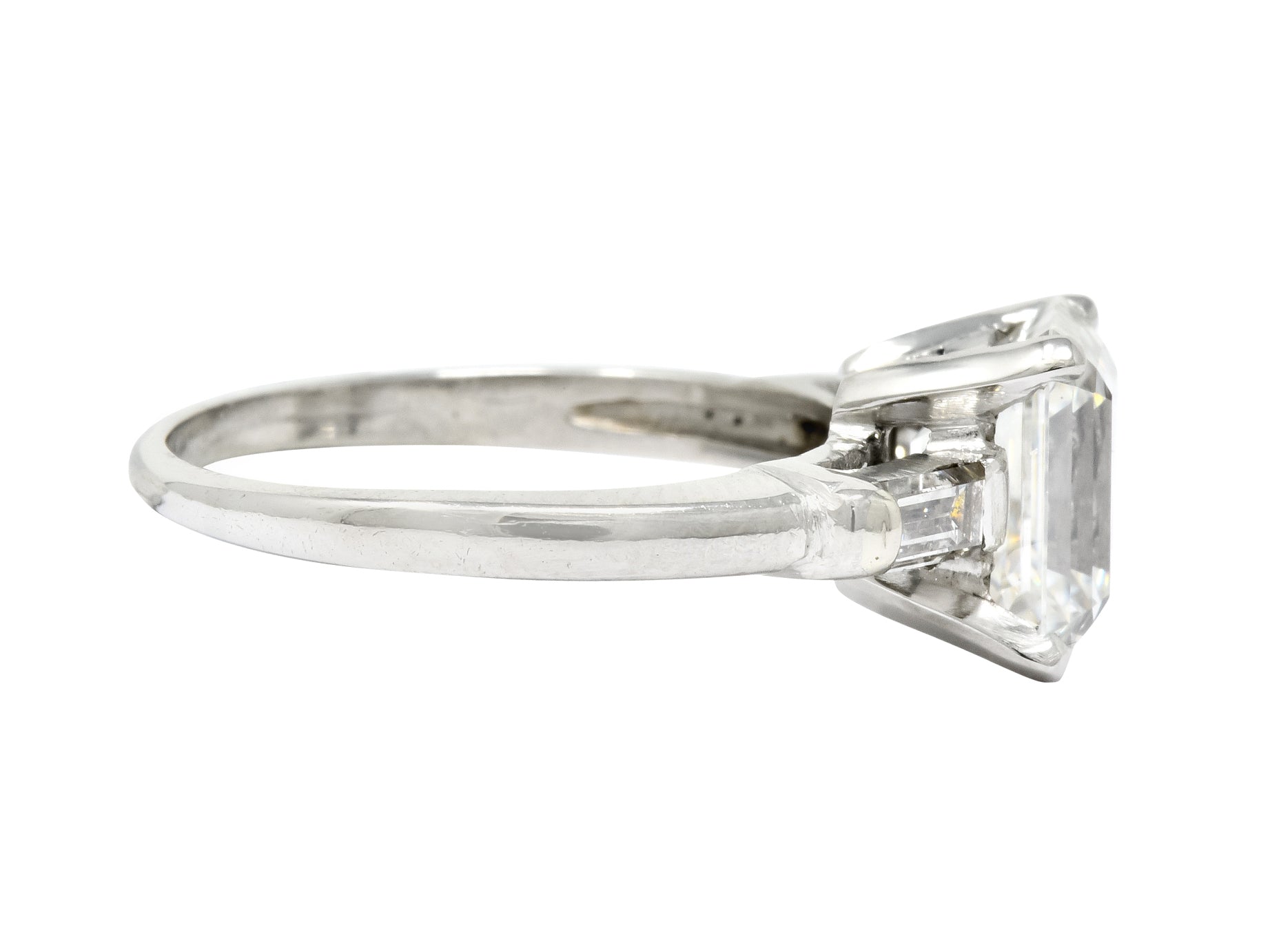 1950's Mid-Century 2.72 CTW Emerald Cut Diamond Platinum Engagement Ring GIA - Wilson's Estate Jewelry