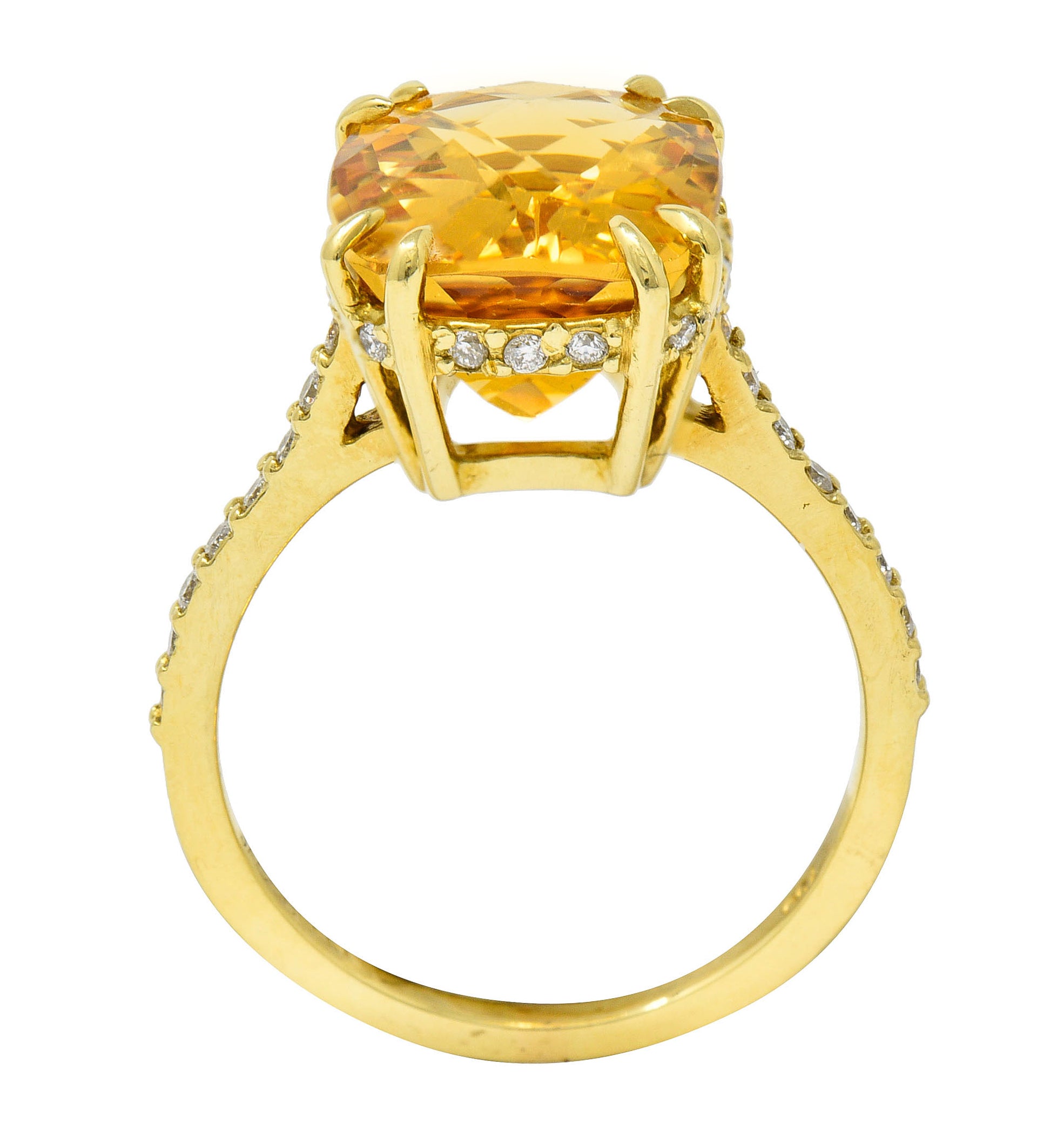 Sunny Citrine Diamond 18 Karat Gold Gemstone Cocktail RingRing - Wilson's Estate Jewelry