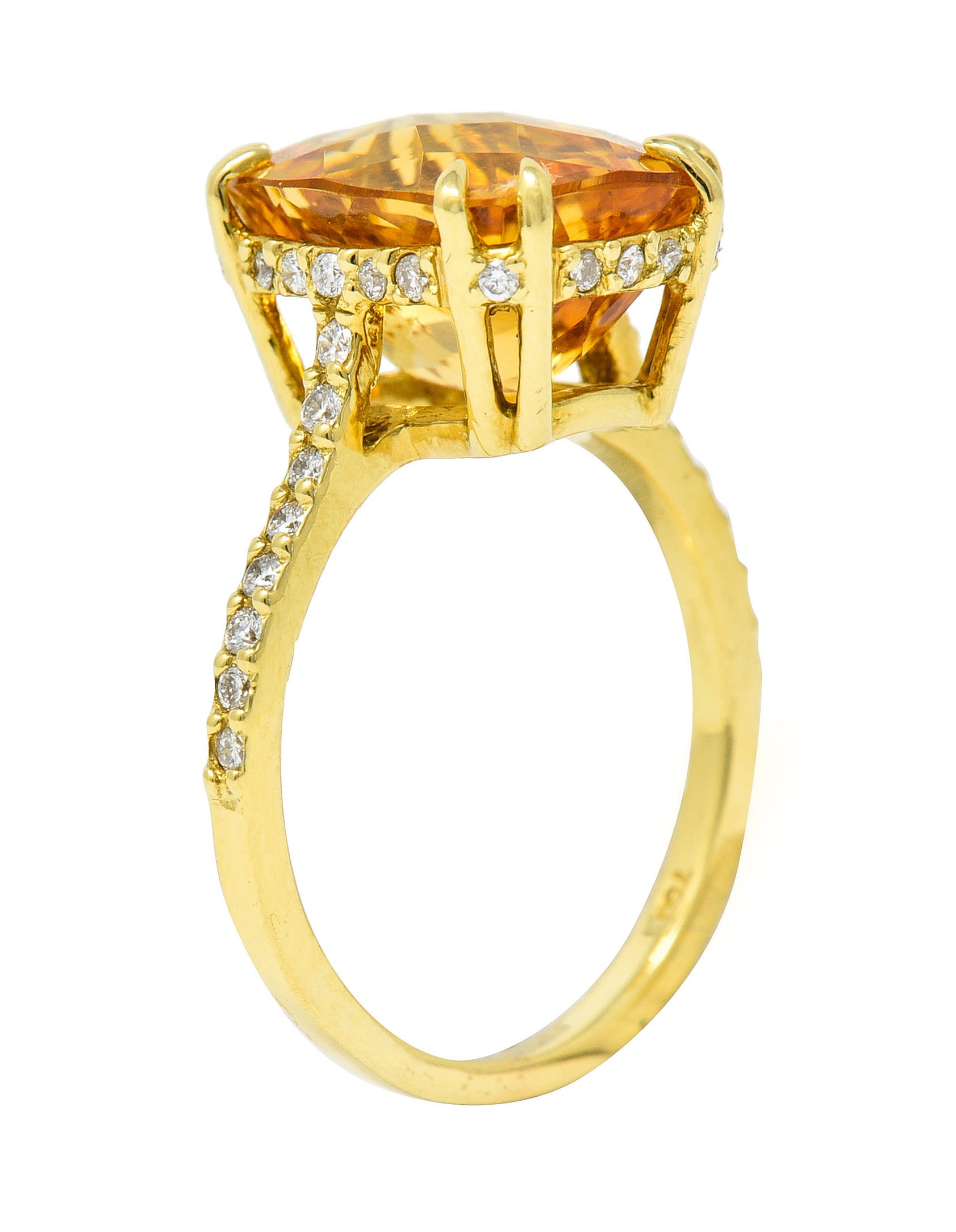 Sunny Citrine Diamond 18 Karat Gold Gemstone Cocktail RingRing - Wilson's Estate Jewelry