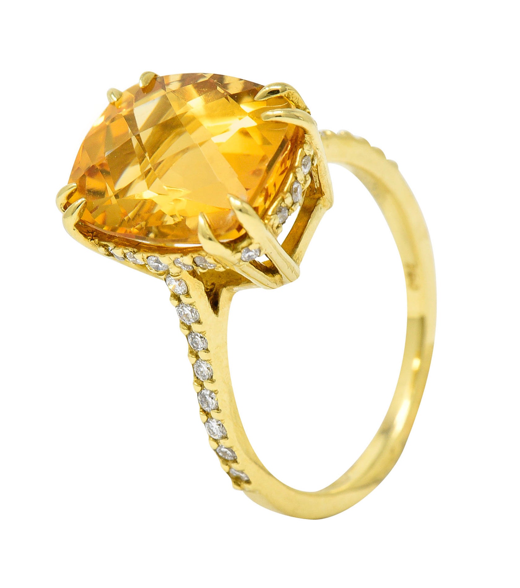 Sunny Citrine Diamond 18 Karat Gold Gemstone Cocktail RingRing - Wilson's Estate Jewelry