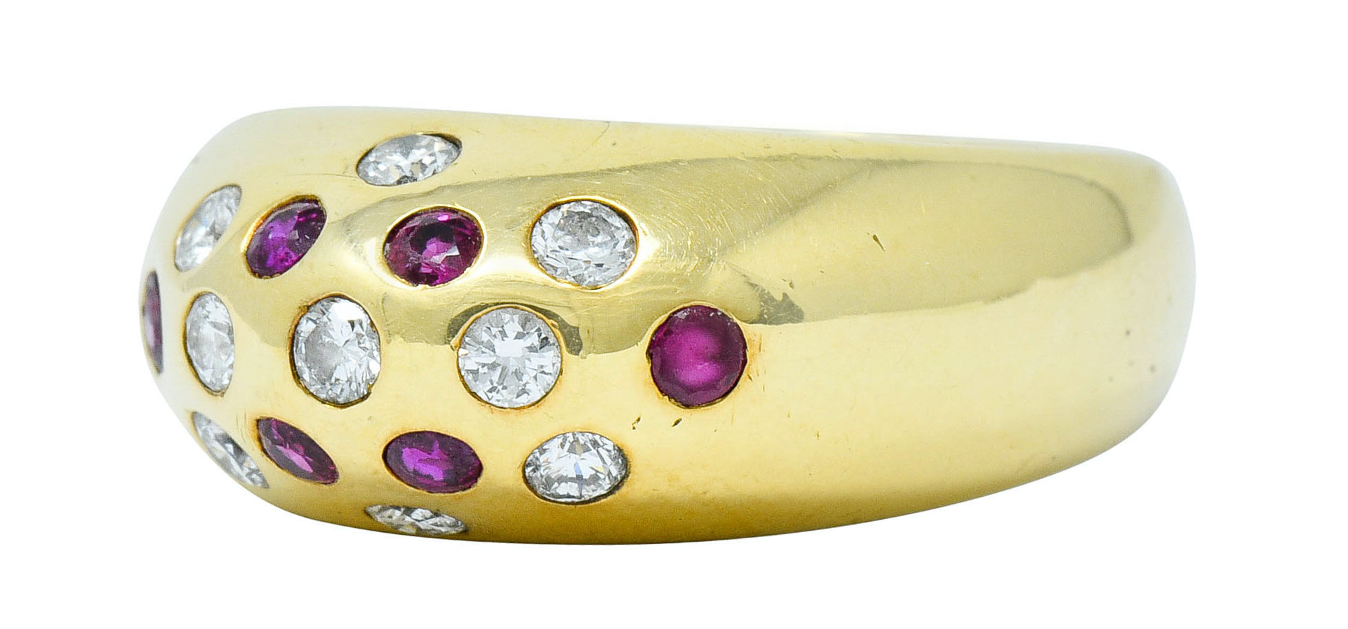 Vintage 0.55 CTW Ruby Diamond 18 Karat Gold Bombe Sprinkle Band RingRing - Wilson's Estate Jewelry