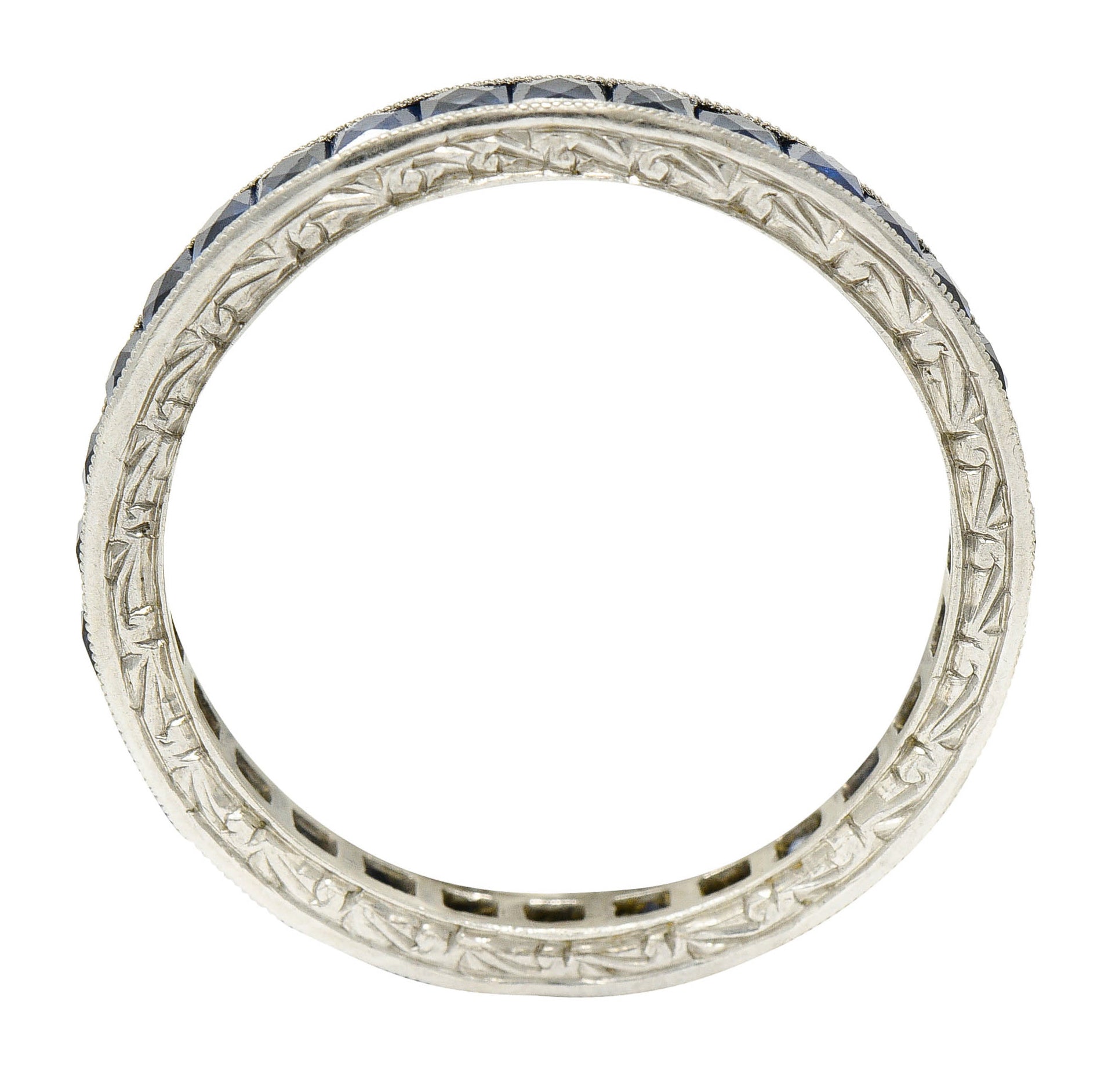 Art Deco 2.25 CTW French Cut Sapphire Platinum Eternity Band RingRing - Wilson's Estate Jewelry