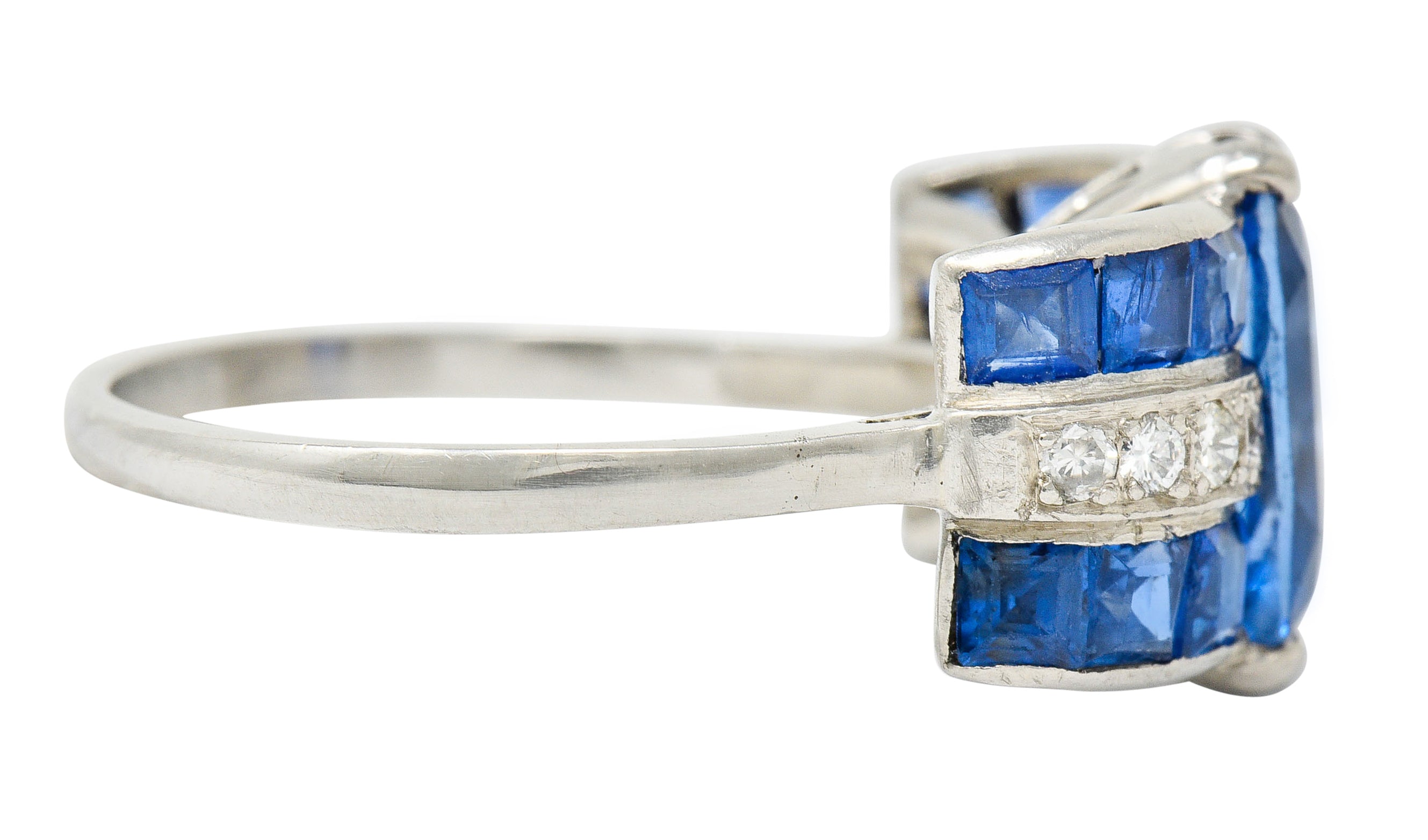 Art Deco 4.41 CTW No Heat Burma Sapphire Diamond Platinum Band Ring GIARing - Wilson's Estate Jewelry