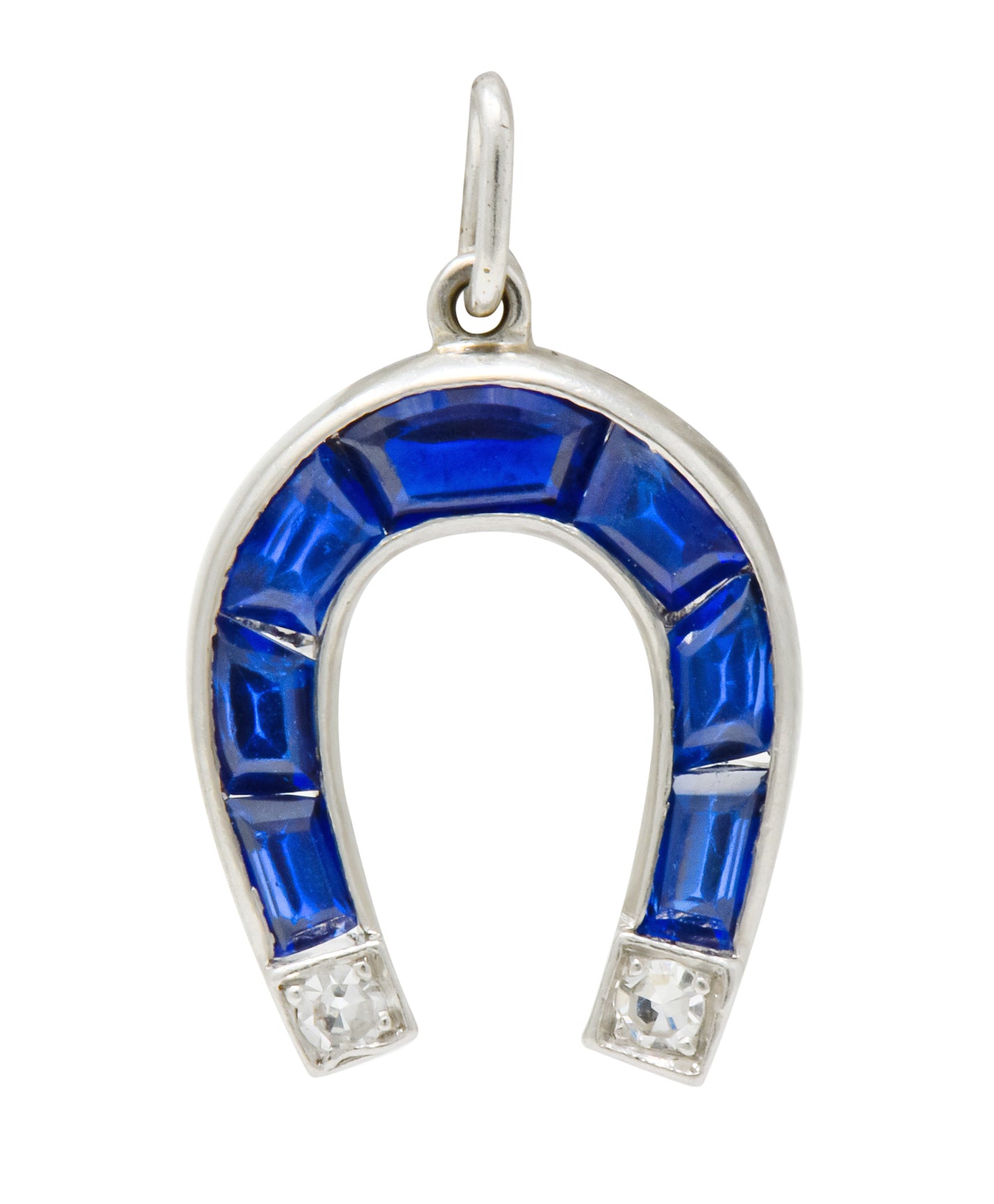 Whimsical Art Deco Sapphire Diamond Platinum Magnet Charm - Wilson's Estate Jewelry