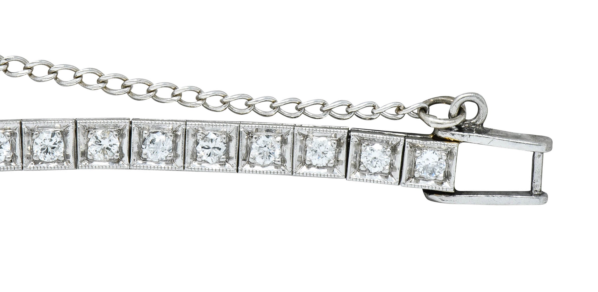 1950’s Mid-Century 4.00 CTW Diamond Platinum Floral Cluster Link Braceletbracelet - Wilson's Estate Jewelry