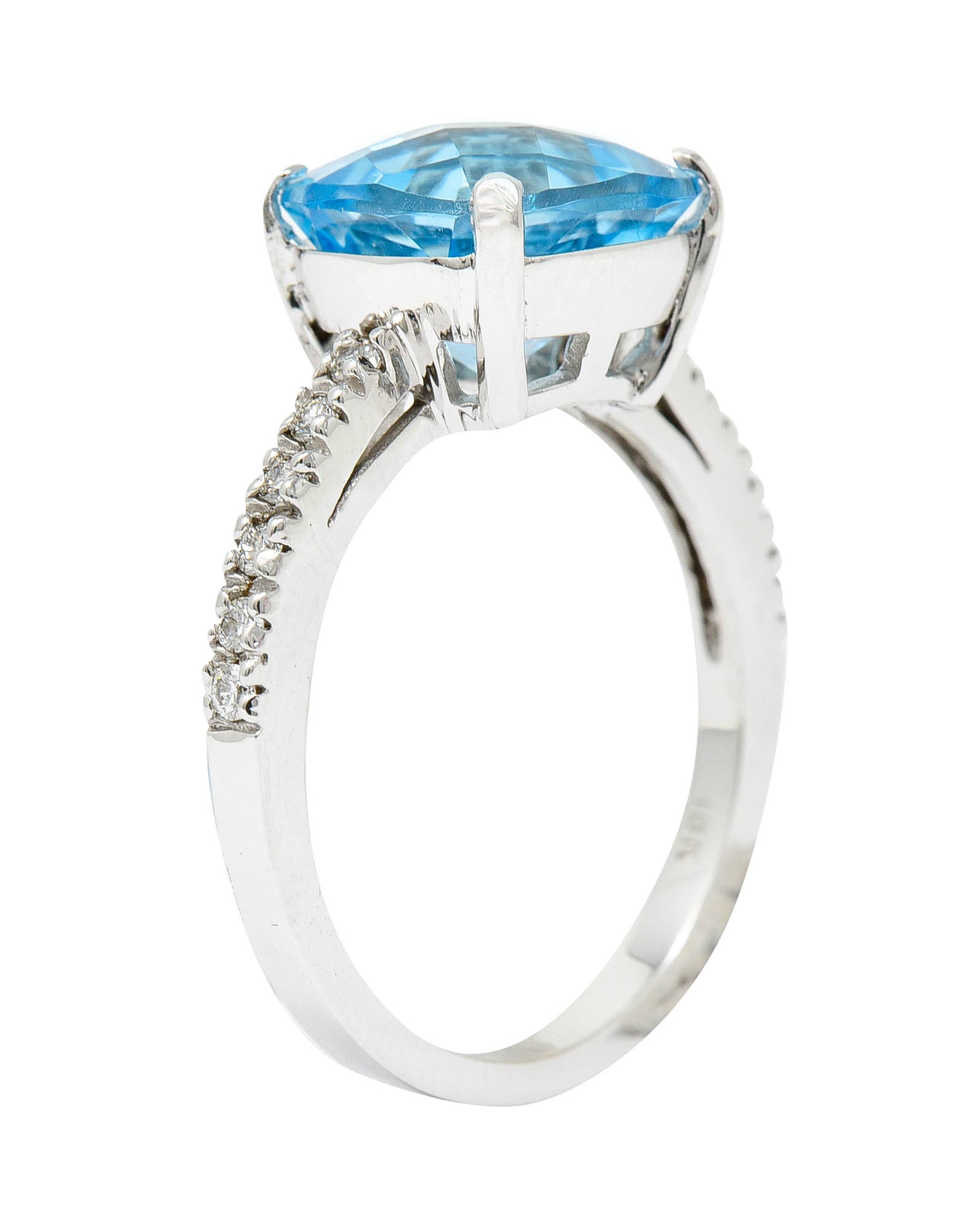 Blue Topaz Diamond 18 Karat White Gold Gemstone RingRing - Wilson's Estate Jewelry