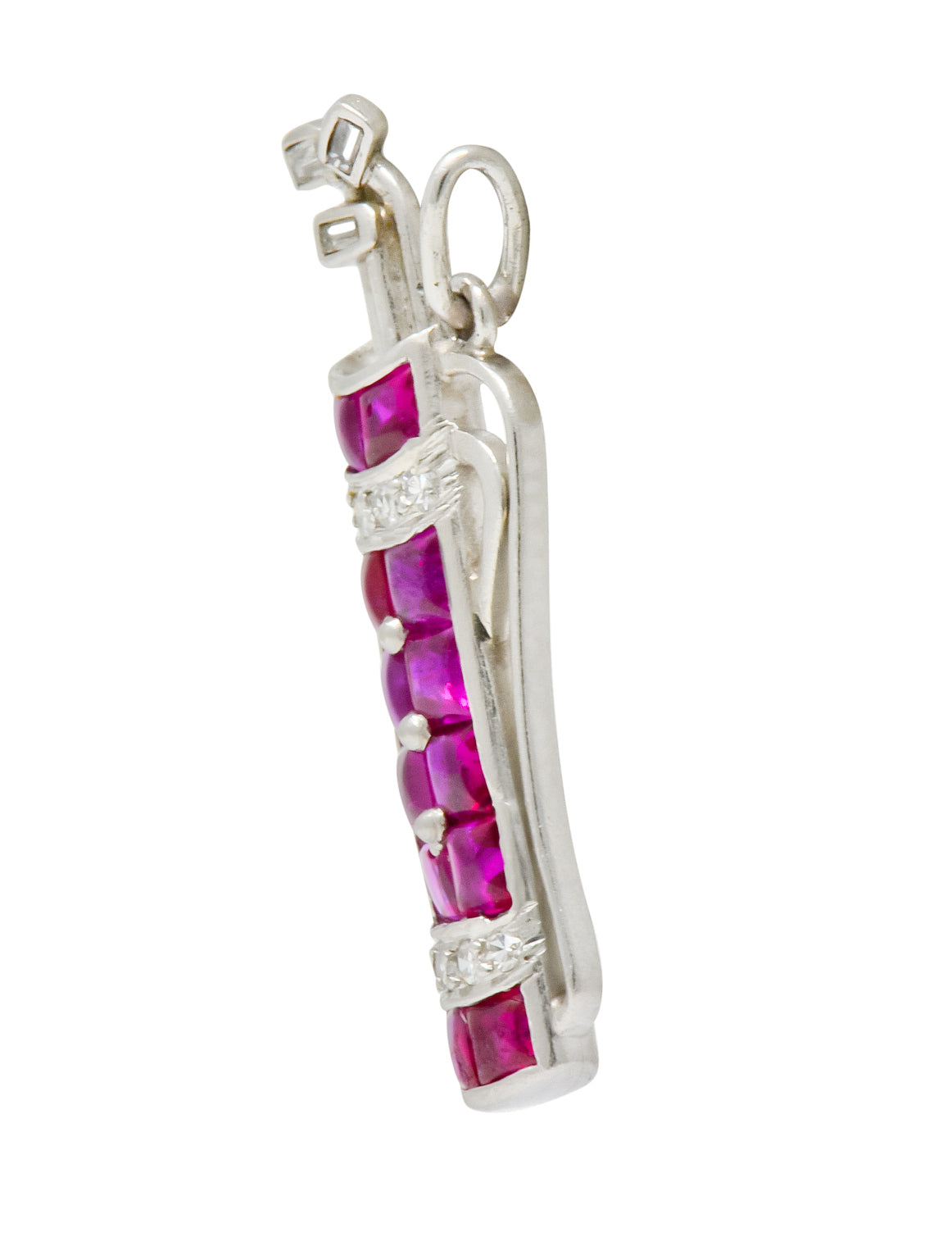 Bright Art Deco Large Ruby Diamond Platinum Golf Clubs And Bag Charm - Wilson's Estate Jewelry